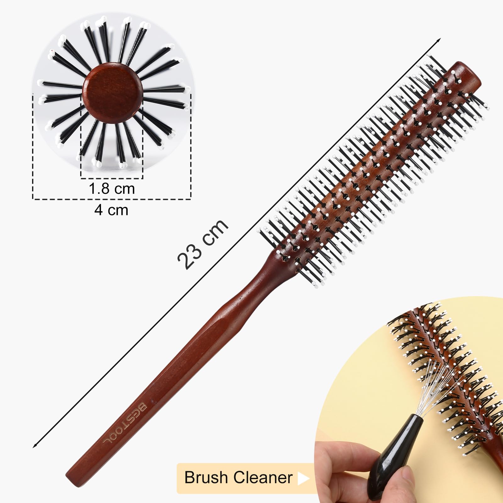 Bestool Small Brush For Short And Medium Hair, Blow Drying, Men'S Beard Styling, Professional Smoothing And Curling Brush (Reddi