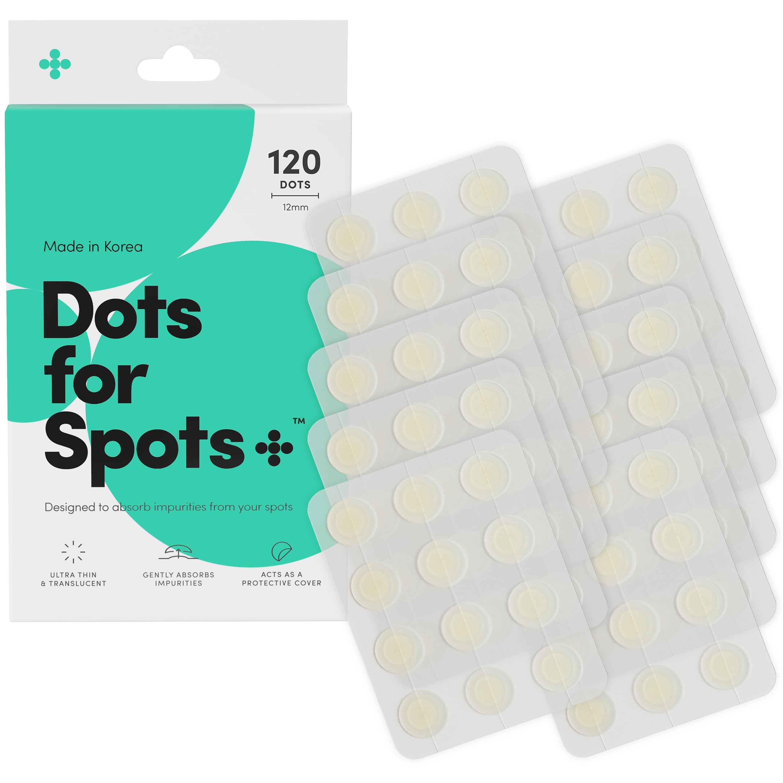 Dots for Spots Pimple Patches - Translucent Hydrocolloid Patch Spot Treatment Stickers for Face and Body - Fast-Acting, Vegan & 