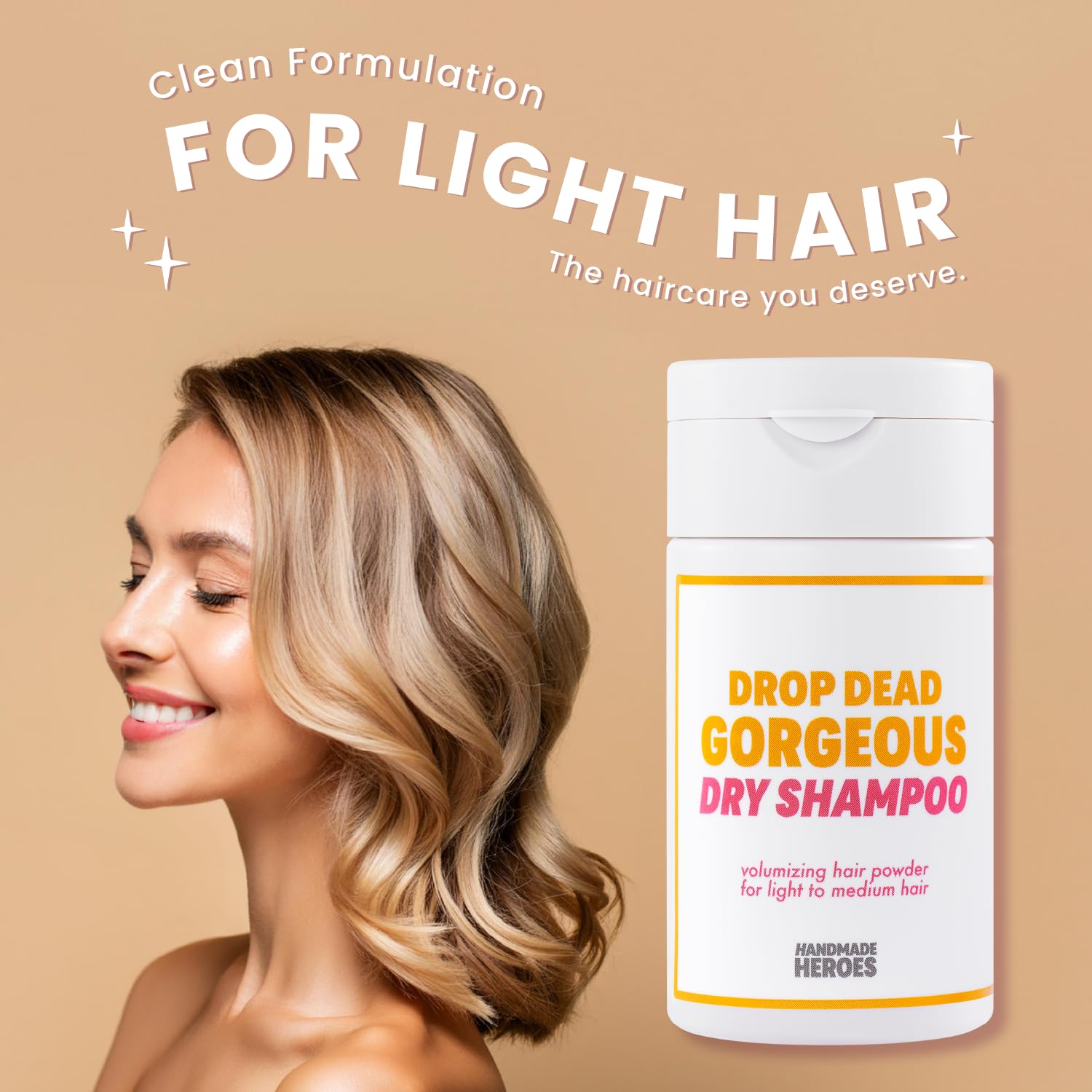 Handmade Heroes Non Aerosol Dry Shampoo Volume Powder | 100% Natural & Vegan | Volumizing Hair Powder For Light Hair And Blonde