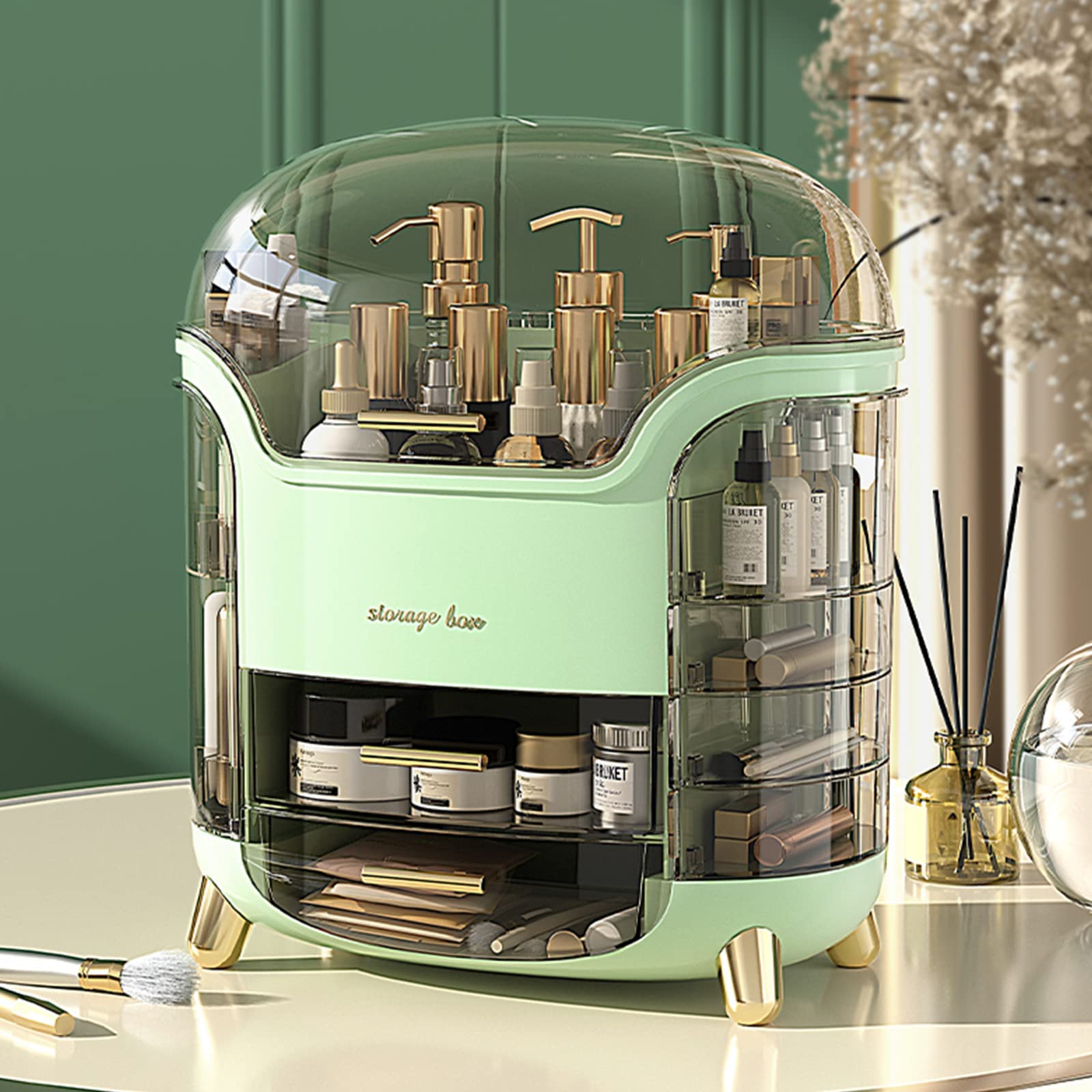 Omeily Makeup Organizer Countertop Cosmetic Storage Box Cosmetic Organizer Makeup Storage Organizer Box Skincare Organizers Make