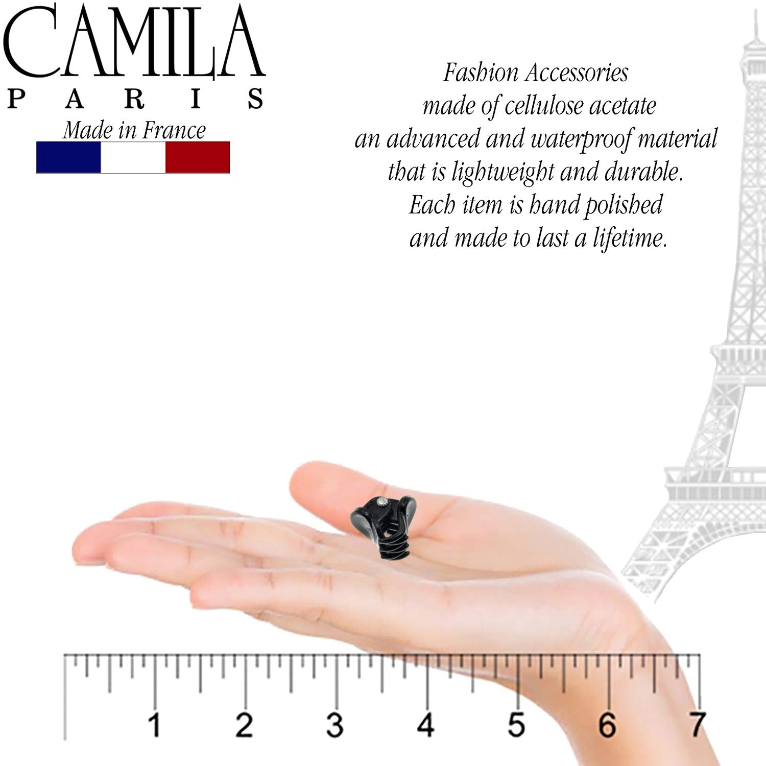 Camila Paris Ad116/6 French Hair Clip For Women, Set Of 6 Extra Small Girls Hair Claw Clips Jaw Fashion Durable Styling Hair Acc