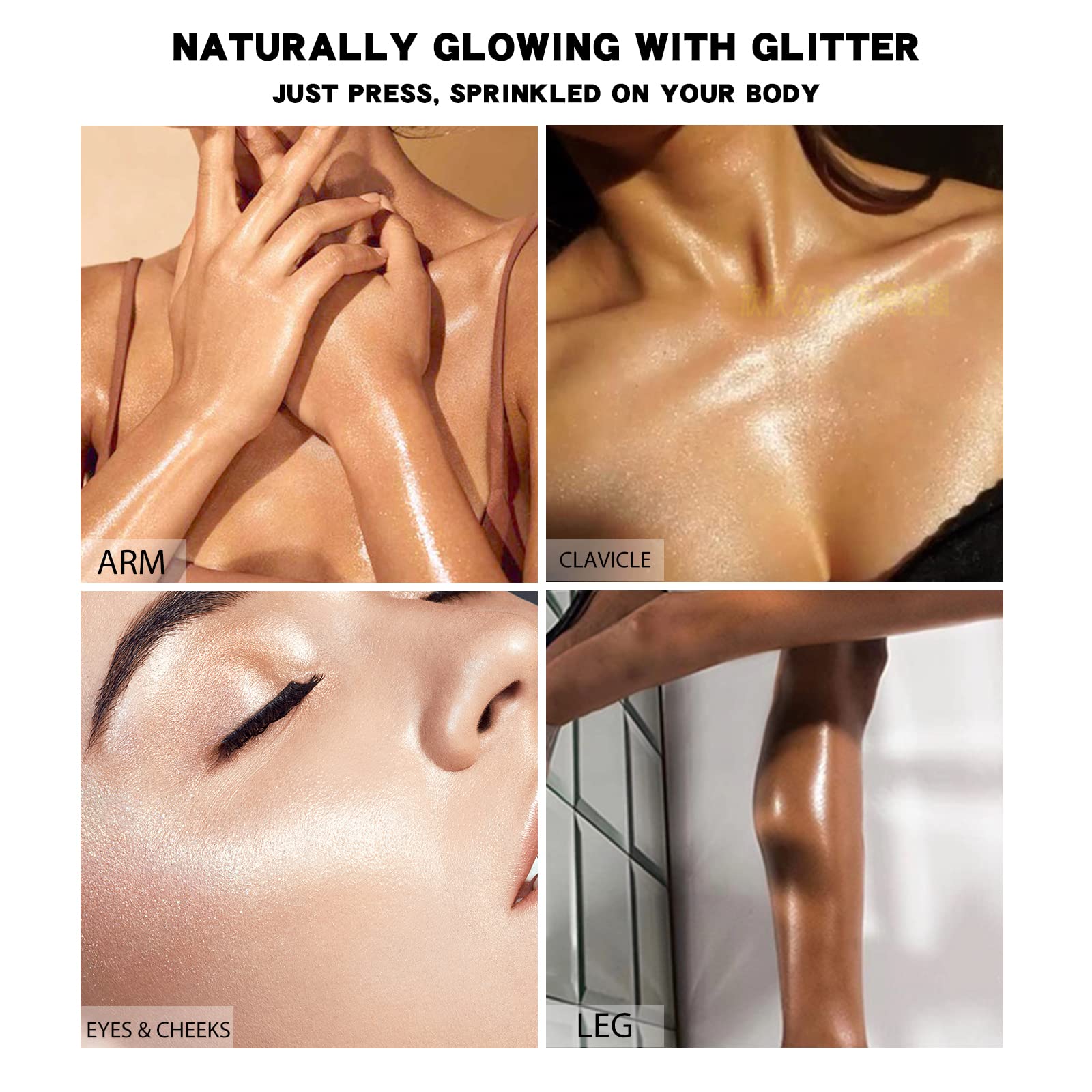 Kyda Highlighter Powder Spray, Glitter High Gloss Spray Shimmer Sparkle Powder Makeup Spray, For Face Body Cosmetic-Pearl White