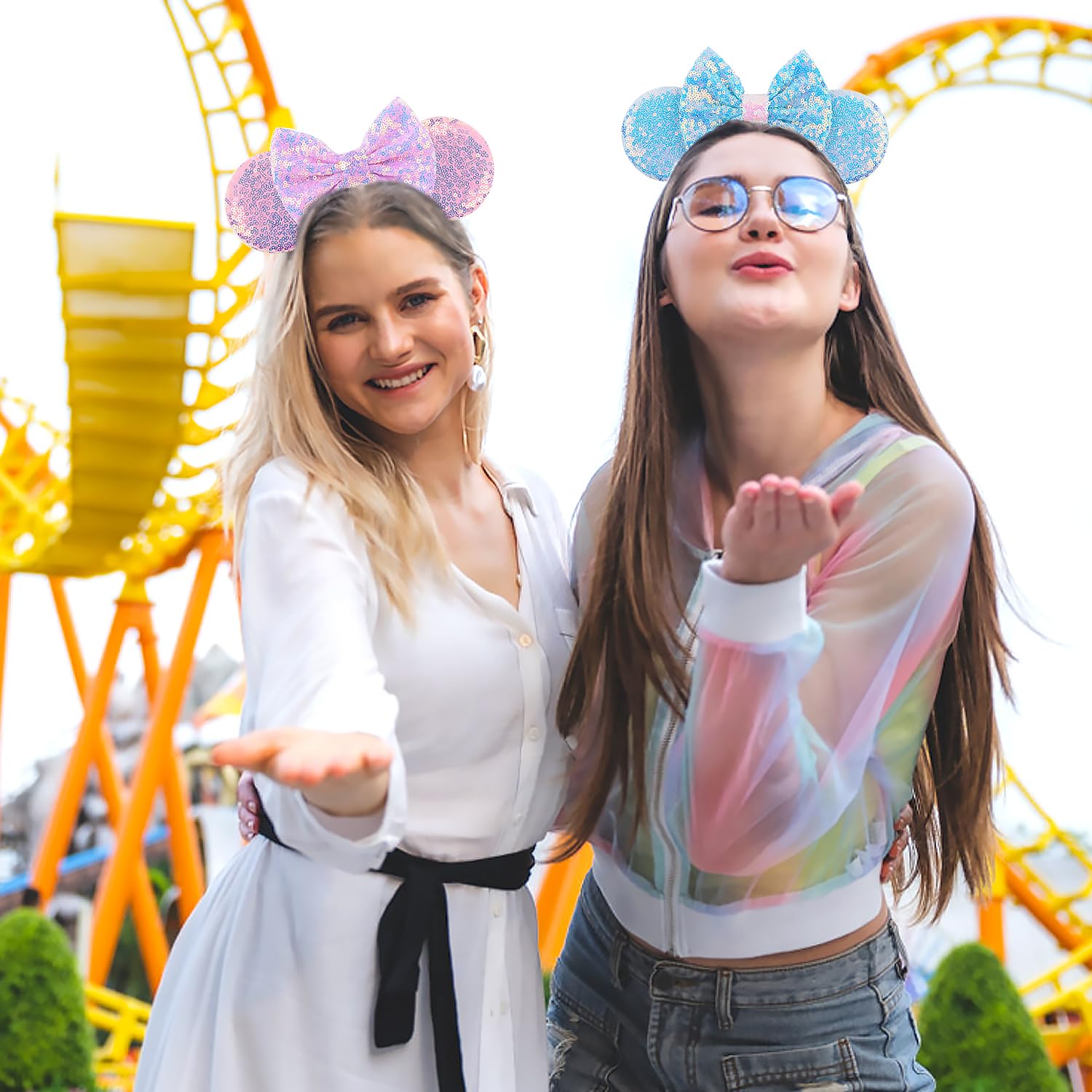 Mado Light Blue Mouse Ears Headband For Women, Girls, And Kids, Adults Unisex, Hairband, Party Decoration, Park Essentials, Prin