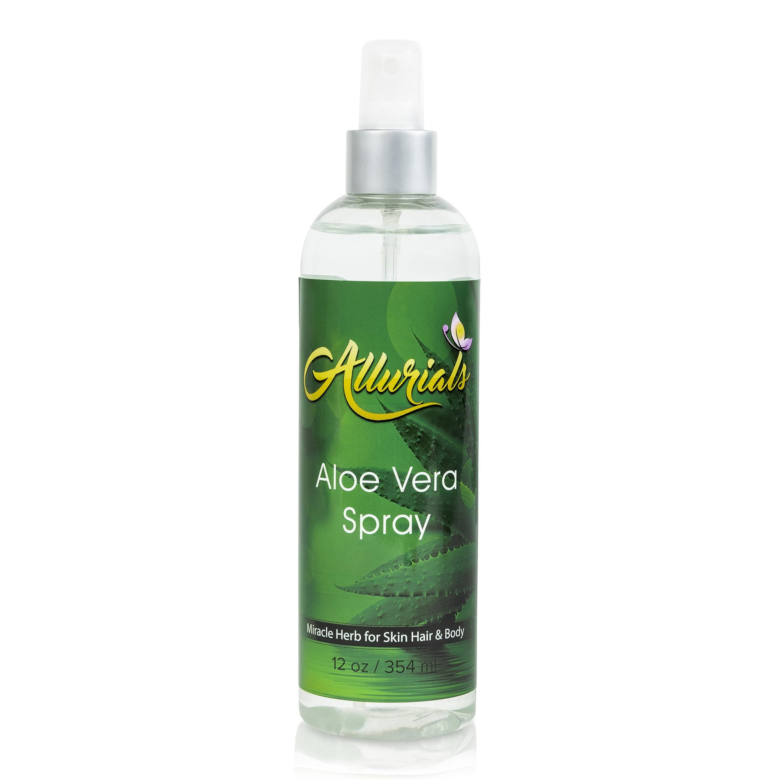 Allurials 100% Pure & Organic Aloe Vera Spray, Clinically tested & Dermatologist approved, Hydrates & Heals Dry & Damaged Skin &