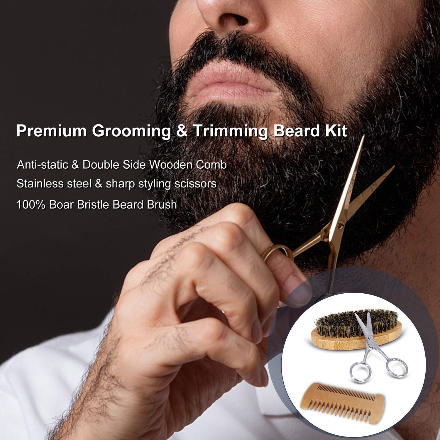 Gifts For Men, Beard Kit With Beard Oil, Balm, Brush, Comb, Birthday & Christmas Gifts For Dad, Husband, Boyfriend, Brother, Son