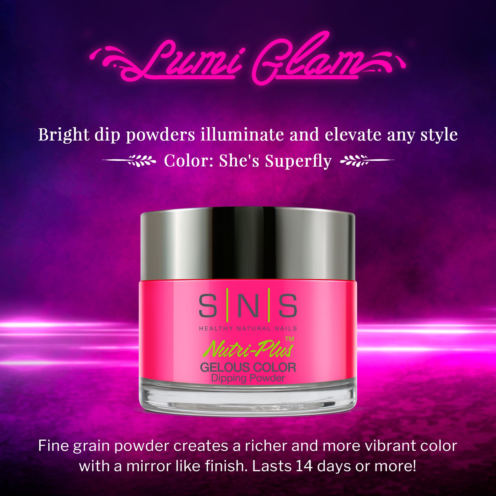 Sns Nail Dip Powder, Gelous Color Dipping Powder - She'S Superfly (Pink/Glow) - Long-Lasting Dip Powder Nail Color Lasts 14 Days