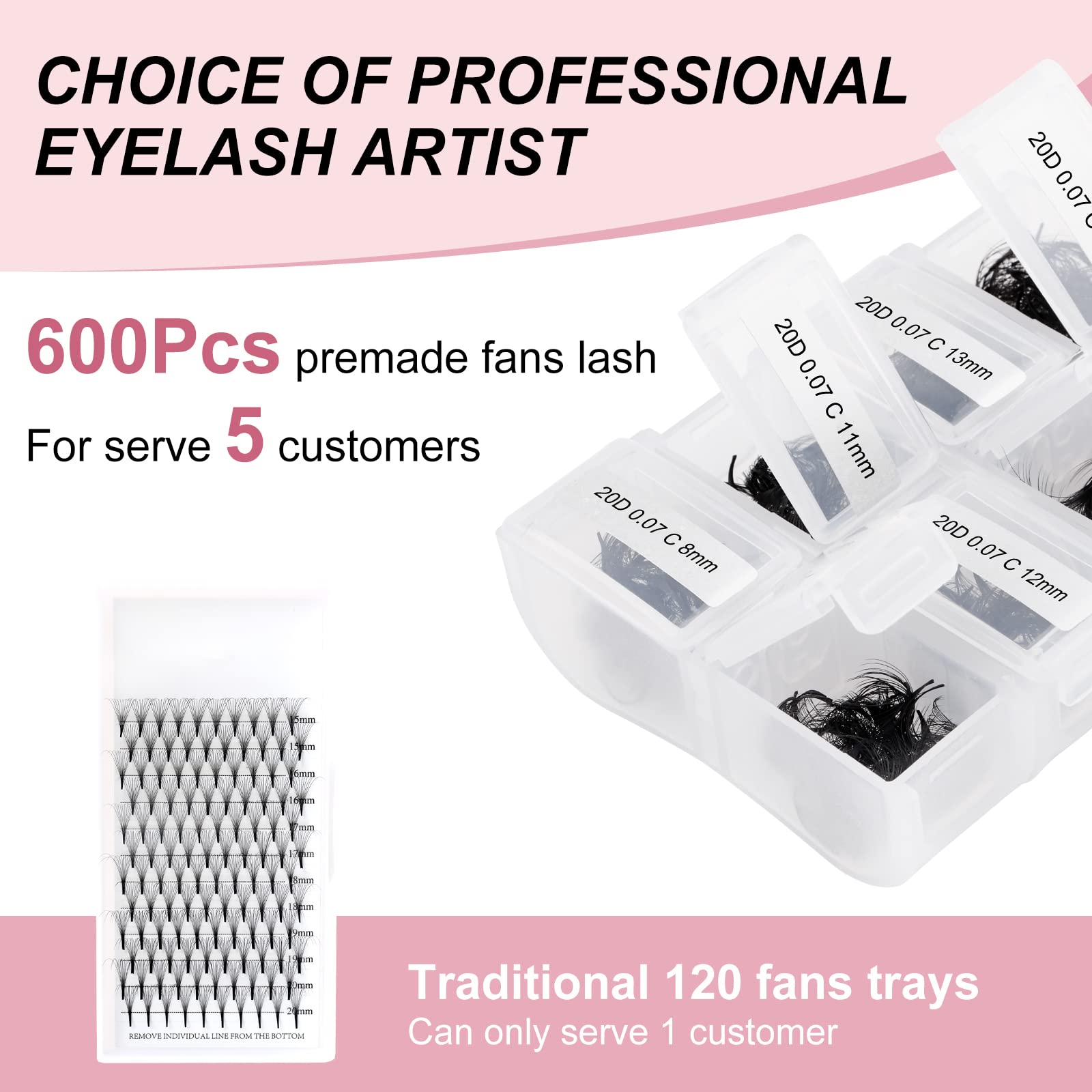 Lash Extension 20D Fadlash Premade Fans Eyelash Extensions 600Pcs Pre Made Fans Lash Extensions Premade Lash Fans Volume Lash Ex