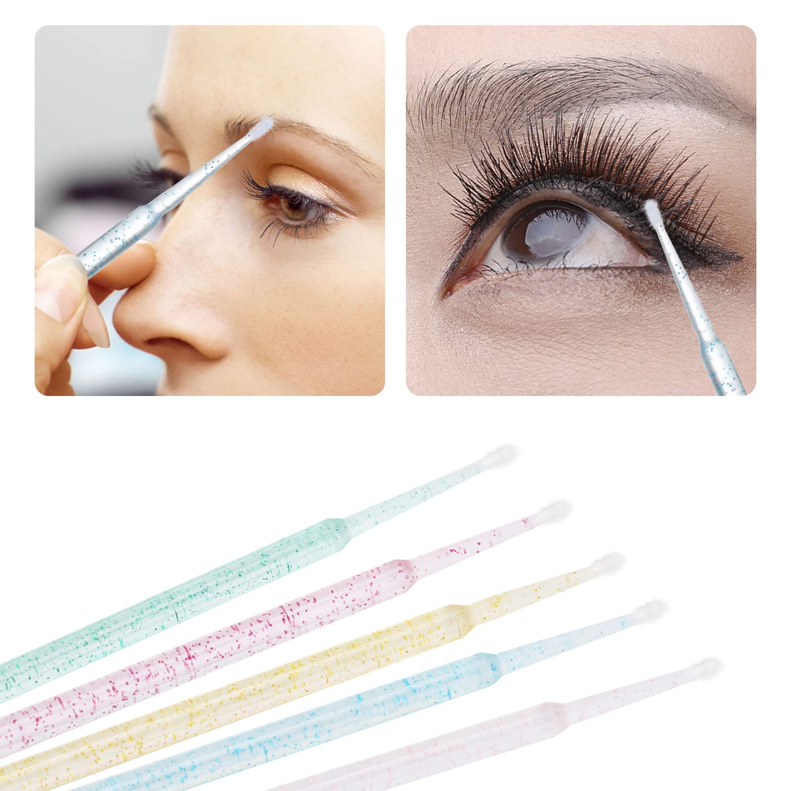 Tbestmax 1000 Pcs Crystal Microbrushes Applicators Disposable Microswabs For Eyelash Extensions Micro Wands Spoolie 5 Color