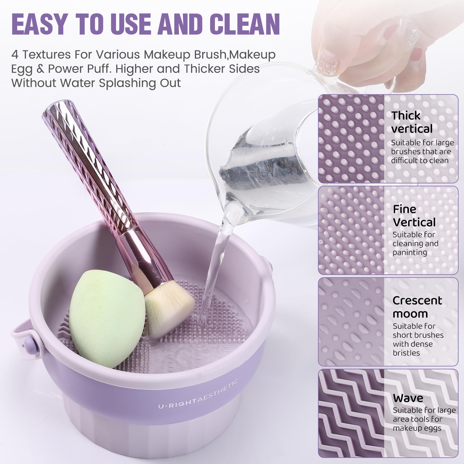 Makeup Brush Cleaner Mat 3 In 1 Silicone Makeup Brush Cleaner Bowl Cosmetic Brushes Cleaning Tool Organizer For Storage And Air