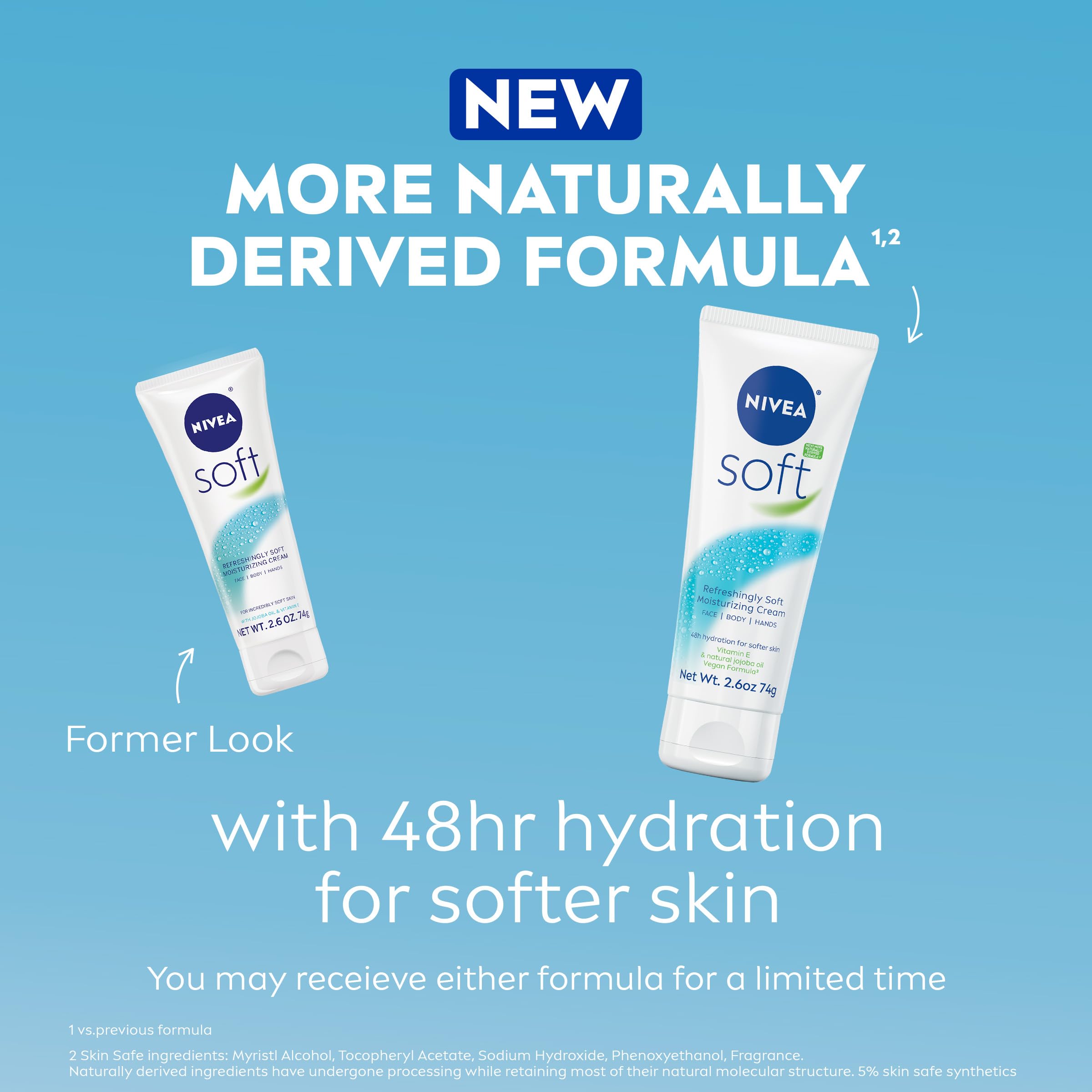 Nivea Soft Refreshingly Soft Moisturizing Cream, Lightweight Moisturizer For Face, Body And Hands, Body Cream Enriched With Jojo
