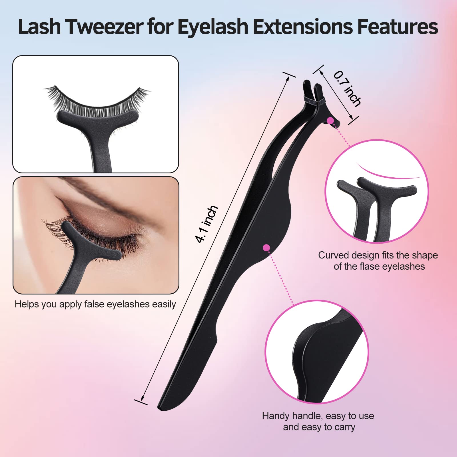 Eyelash Curlers Kit For Women W Lash Curler, Eyelash Comb Seperator, 3 In1 Mascara Brushes, Eyelash Extension Tweezers, Foldable