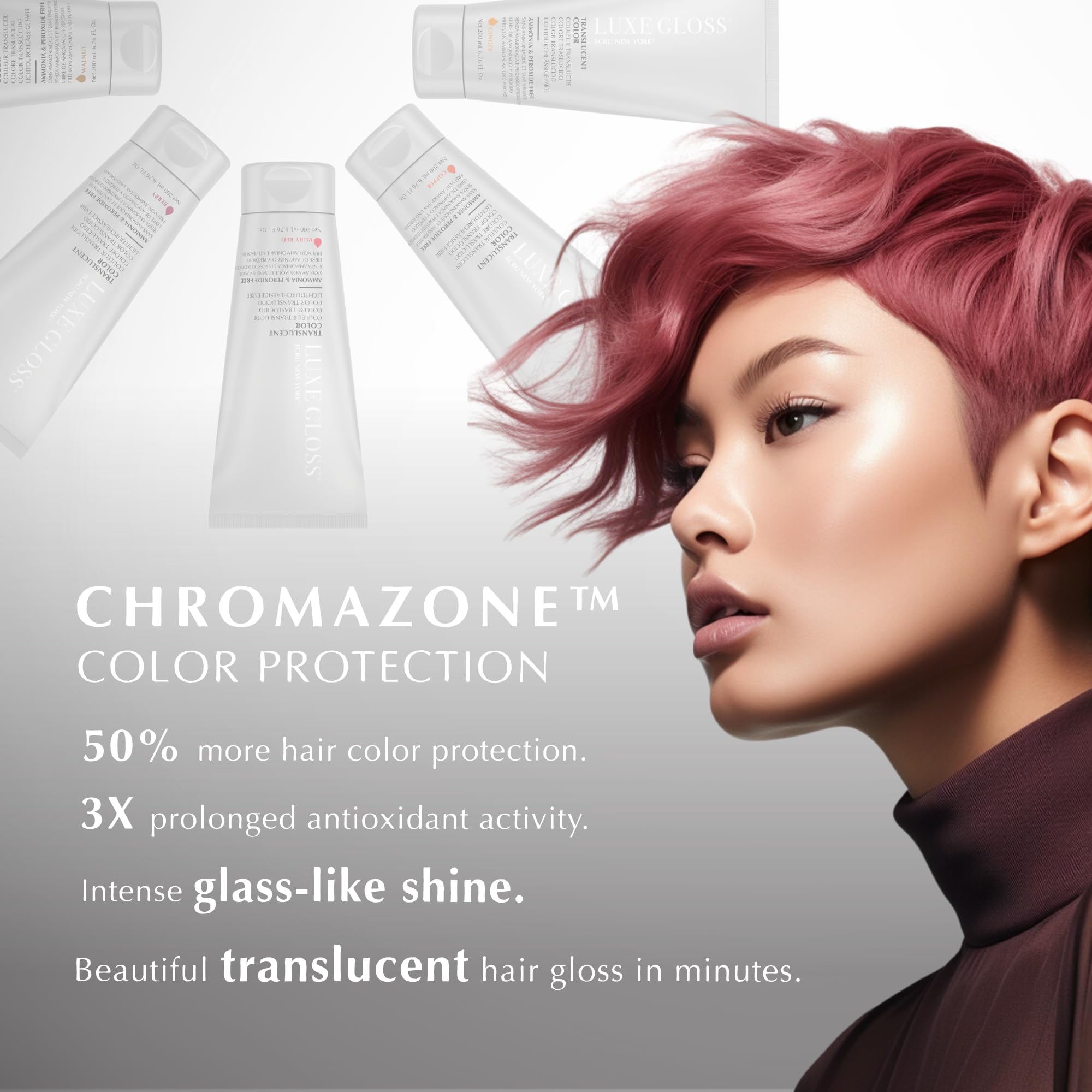Ecru New York Luxe Gloss Hair Gloss, Translucent Color For Glass-Like Shine And Enhanced Color, Berry