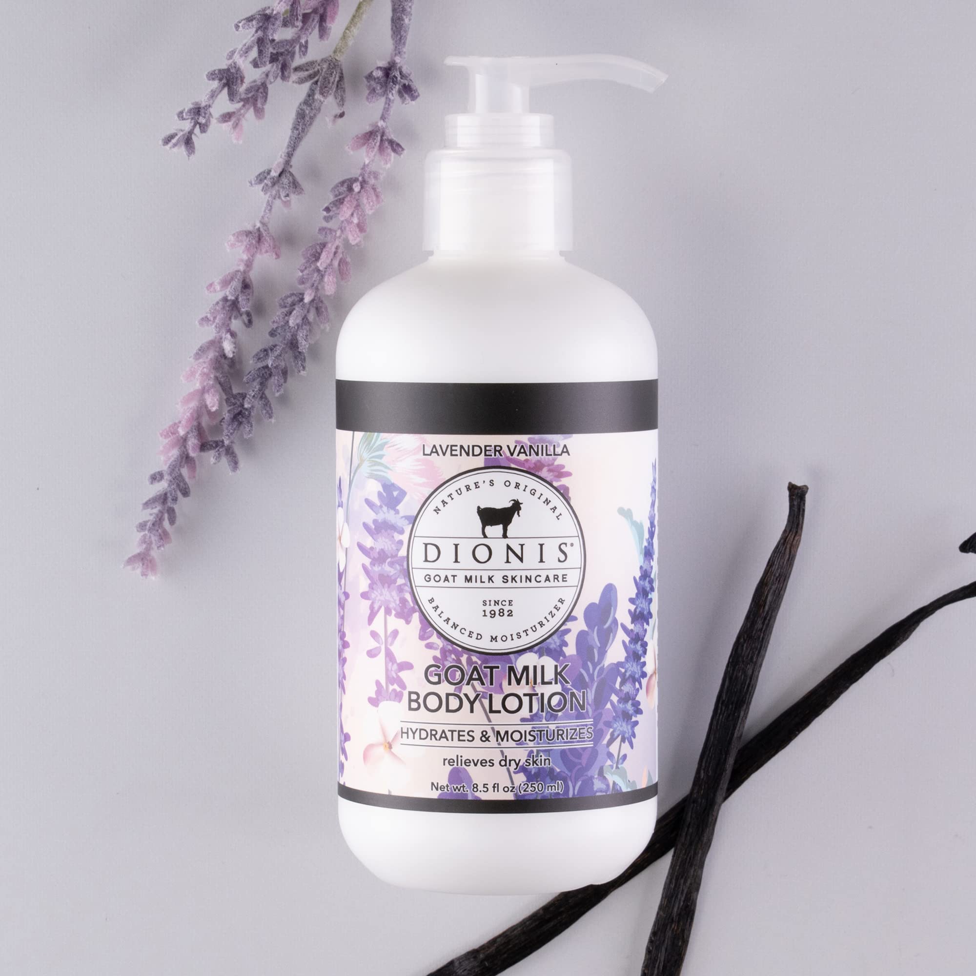 Dionis Goat Milk Body Lotion, 8.5Oz Full Size Bottle Lavender Vanilla Scented Body Cream With Pump, Vitamins & Minerals Moisturi