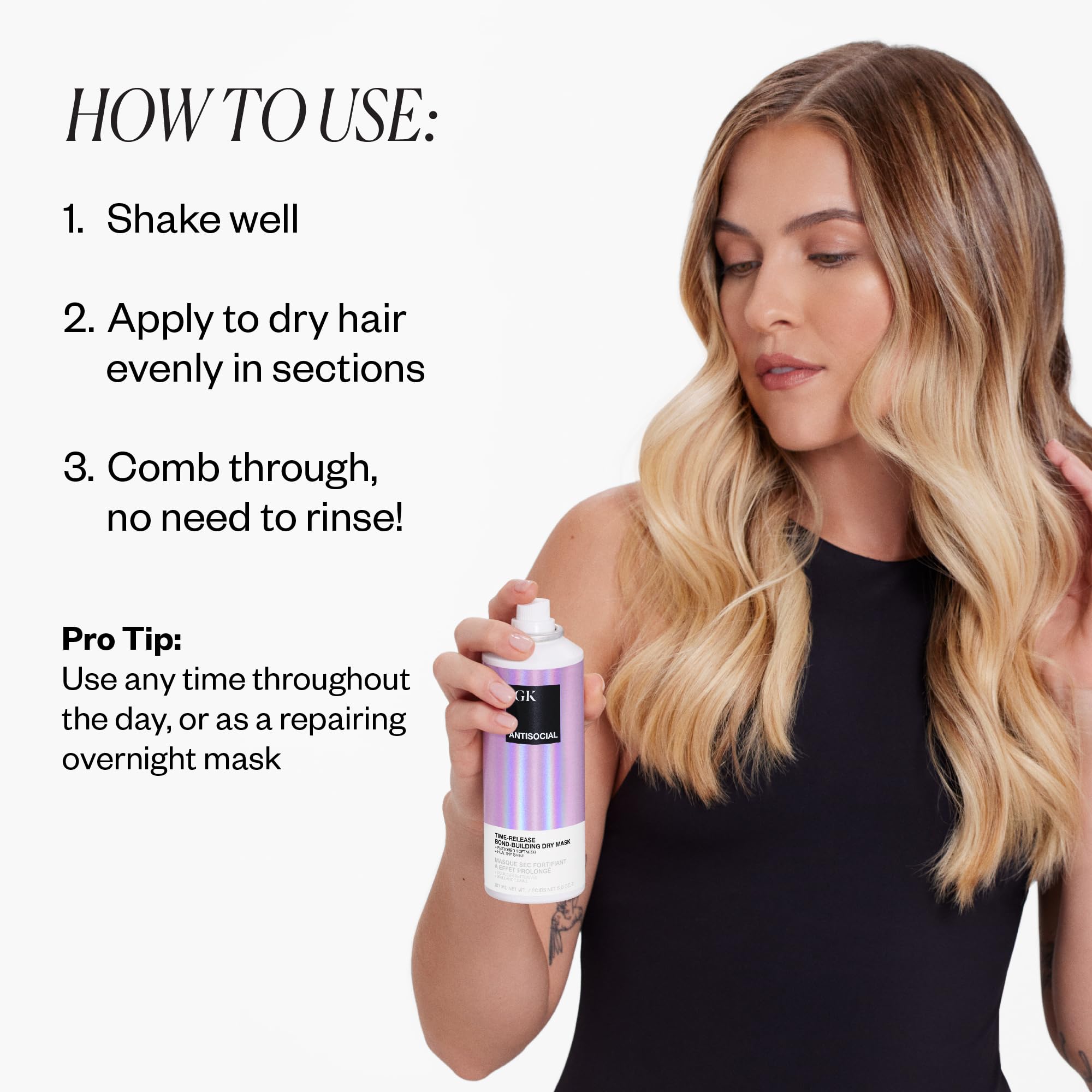 Igk Antisocial Bond-Building Dry Hair Mask Travel | Repair + Soften + Shine | Vegan + Cruelty Free | 1.7 Oz