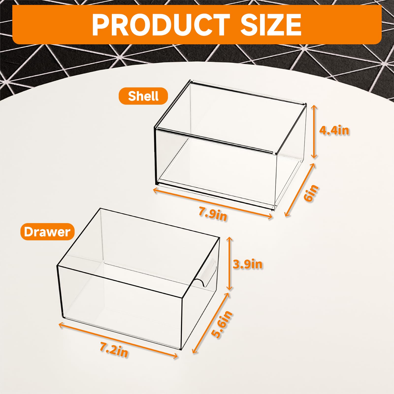 Cq Acrylic Stackable Storage Drawers Set Of 2,Under Cabinet Stackable Bins And Pull Out Drawers Storage Container,4.4'' Tall Cle