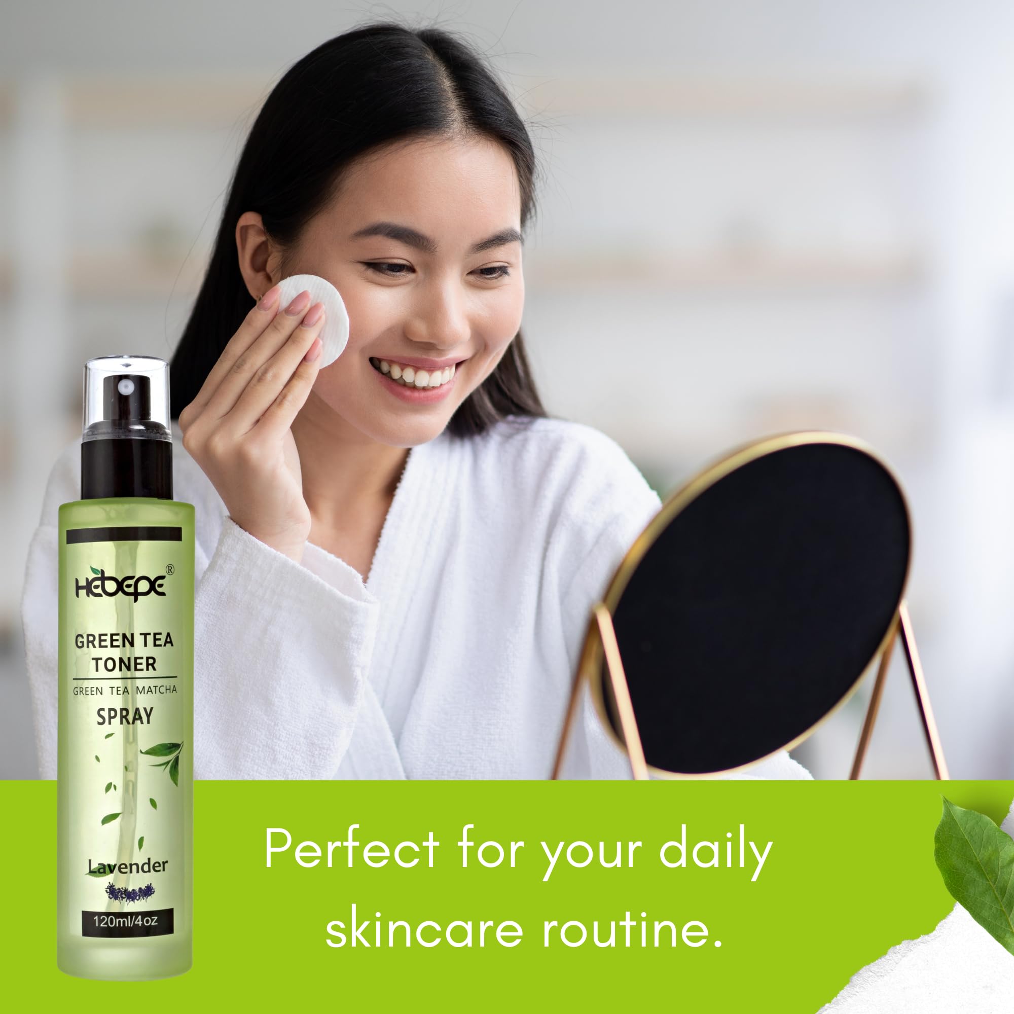 Hebepe Green Tea Matcha Facial Toner Mist With Lavender, Refreshing, And Soothing Face Toner, With Jojoba Oil, Castor Oil, Snail