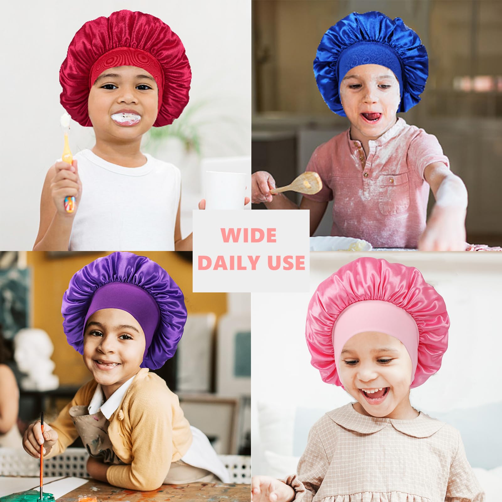 3 Pcs Kids Bonnets For Girls,Bonnet For Kids,Silk Bonnet For Sleeping Kids,Toddler Bonnet,Small Bonnet