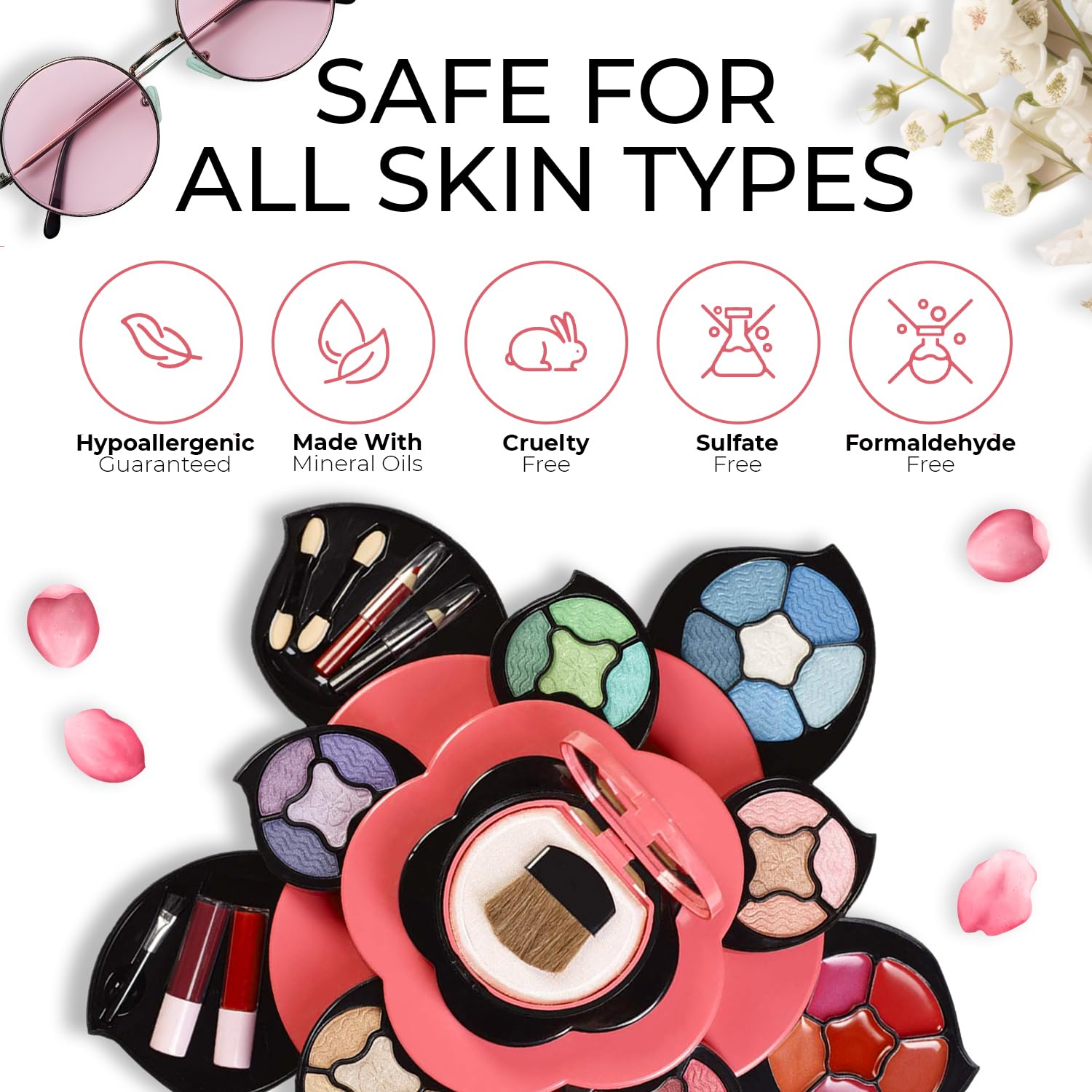 Toysical Makeup Kit For Teens - Flower Palette Gift Set For Teen Girls And Women - Makeup For Girls 10-12 - Petals Expand To 3 T
