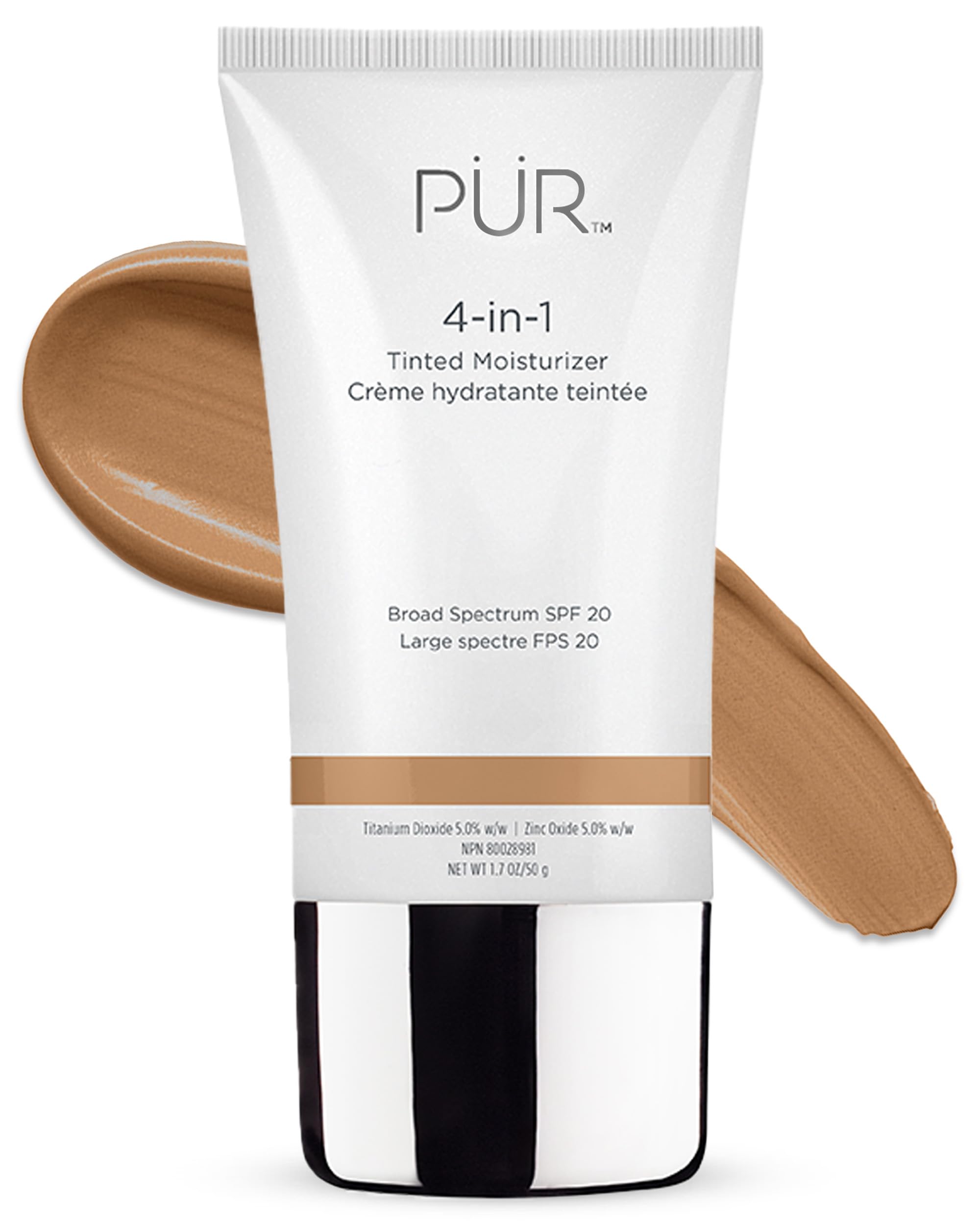 PUR Beauty 4-in-1 Tinted Moisturizer with SPF 20 - Hydrating Skin Tint Face Moisturizer, Primer & Foundation with Shea Butter, A