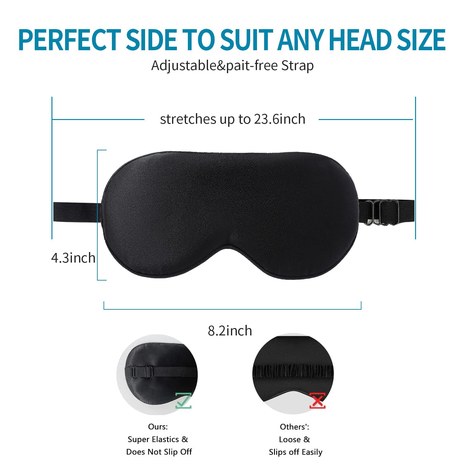 2-Pack 100% Real Natural Silk Eye Mask, Silk Sleeping Mask, Shade Puffy Eye Gift with Adjustable Straps, Sleep Eye Mask, SHJINJU