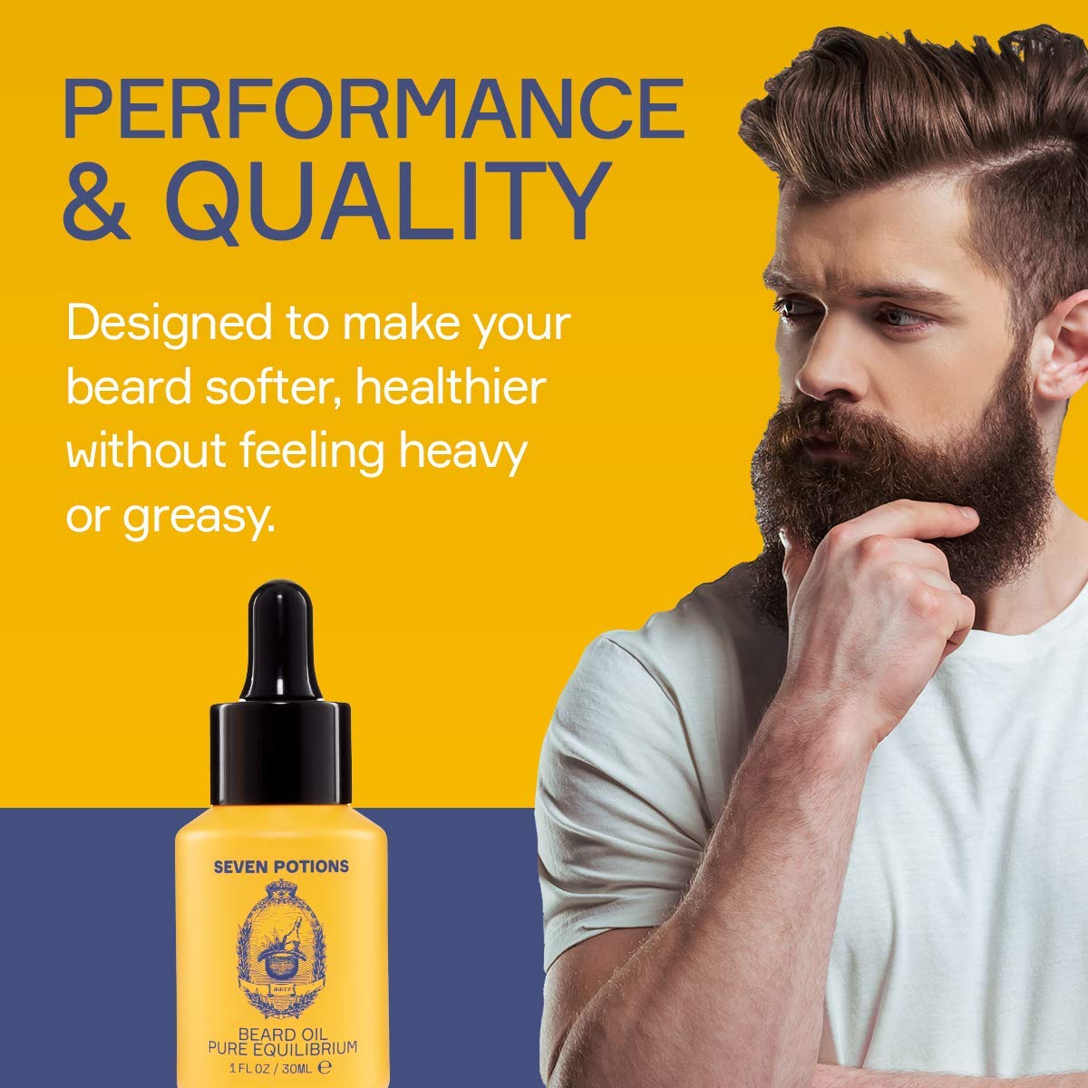 Seven Potions Beard Oil 1 Fl Oz Fragrance Free Beard Softener. Stops Beard Itch. Natural Beard Conditioning Oil. Contains Jojoba