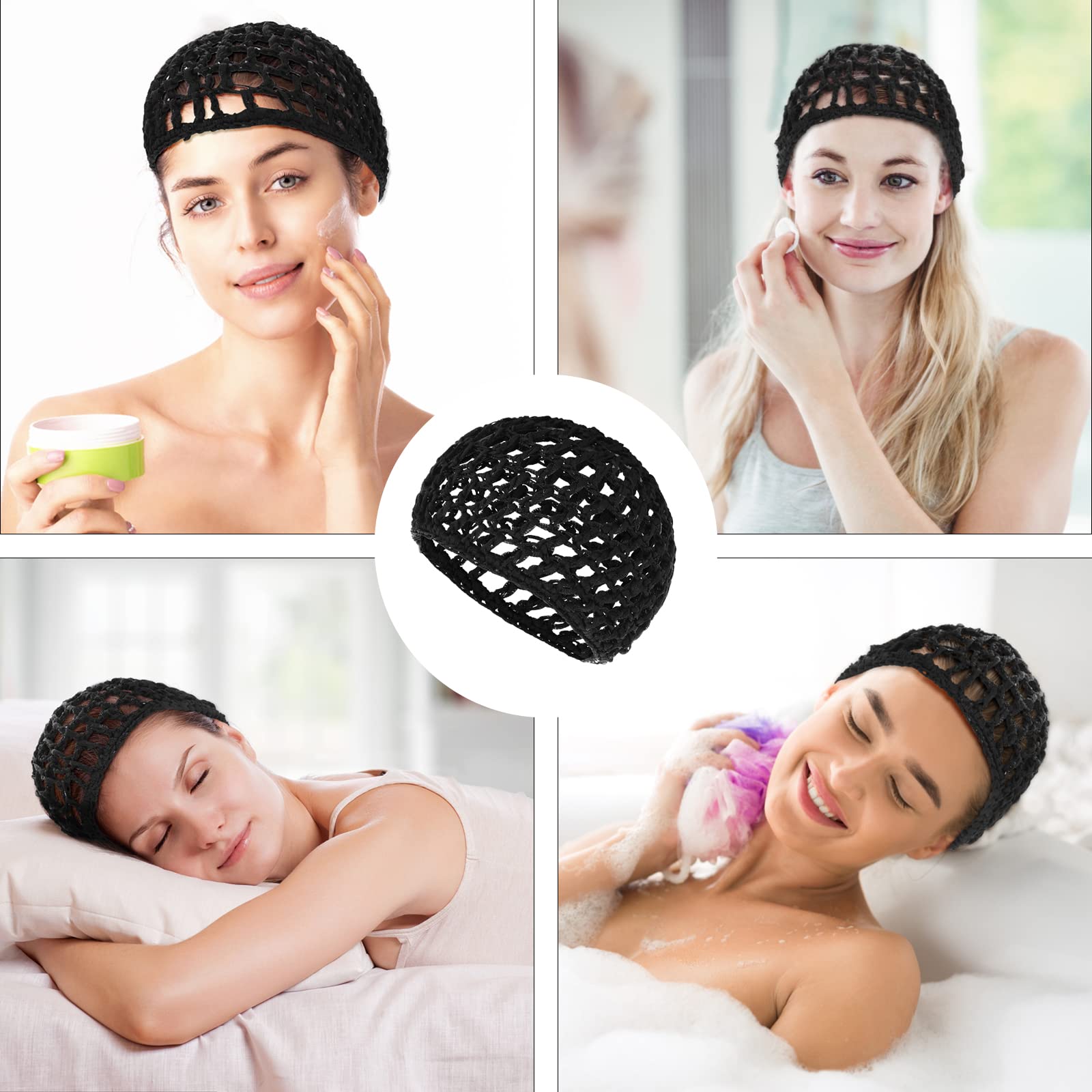 Wllhyf 2 Pcs Hair Nets Cap Sleeping Hairnet Snoods Wrap Bonnets Long Straight Curl Wig Head Protector Black Mesh Wrapping Croche