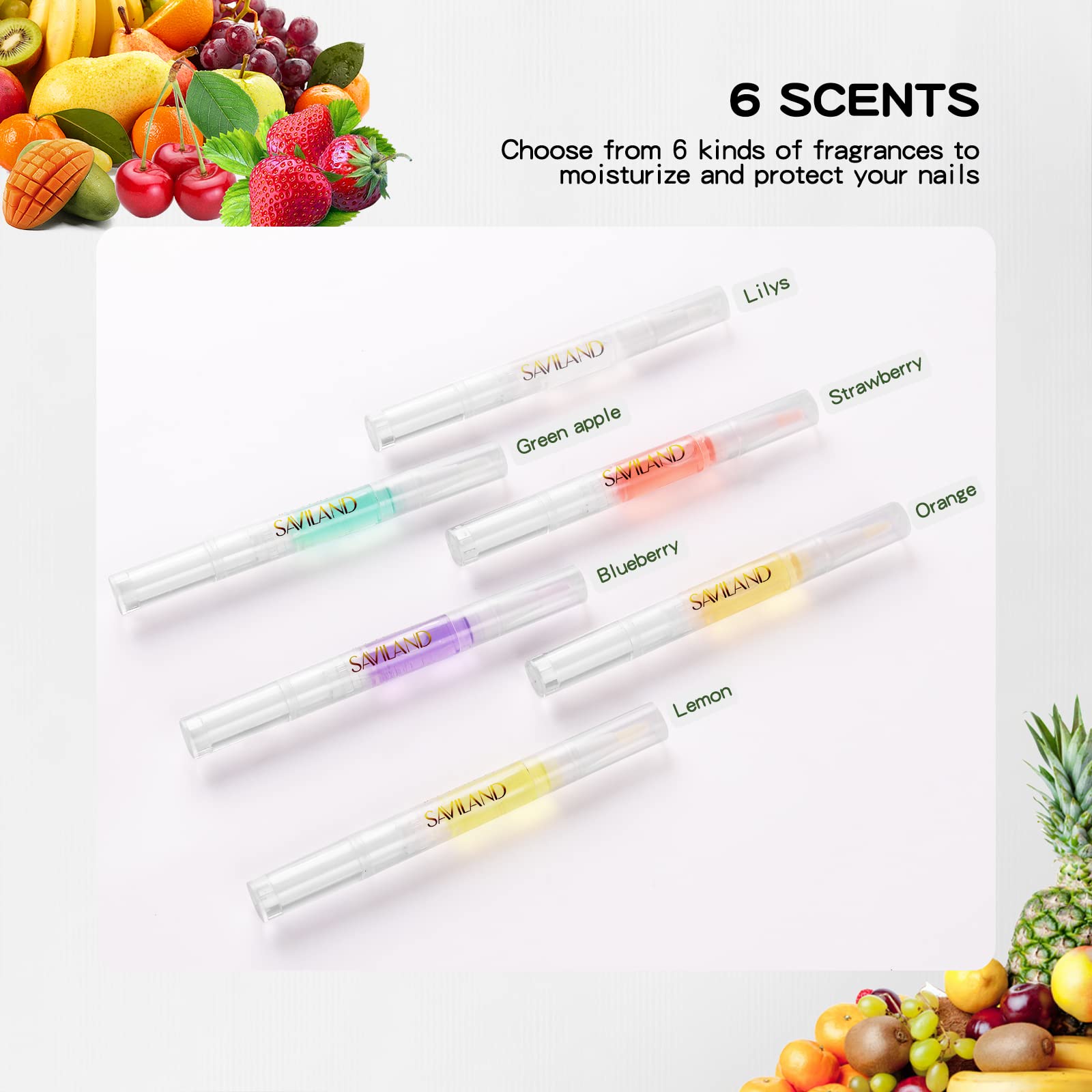 Saviland Natural Cuticle Oil Pen: 6Pcs Revitalizing Cuticle Oil For Nails With Vitamin E Repaired Cuticles Overnight Cuticle Sof