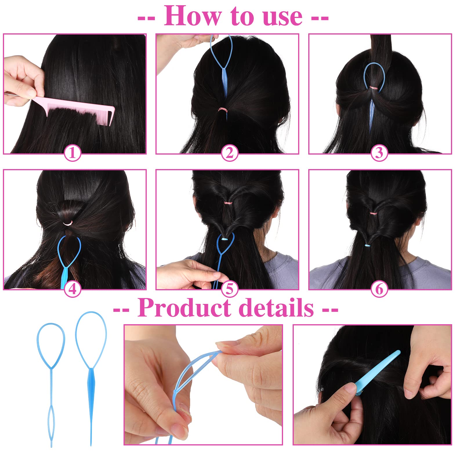 Colorful Mini Rubber Bands With Topsy Tail Styling Tools - Elastic Hair Ties, Hair Cutter, And Hair Accessories For Baby Girls A