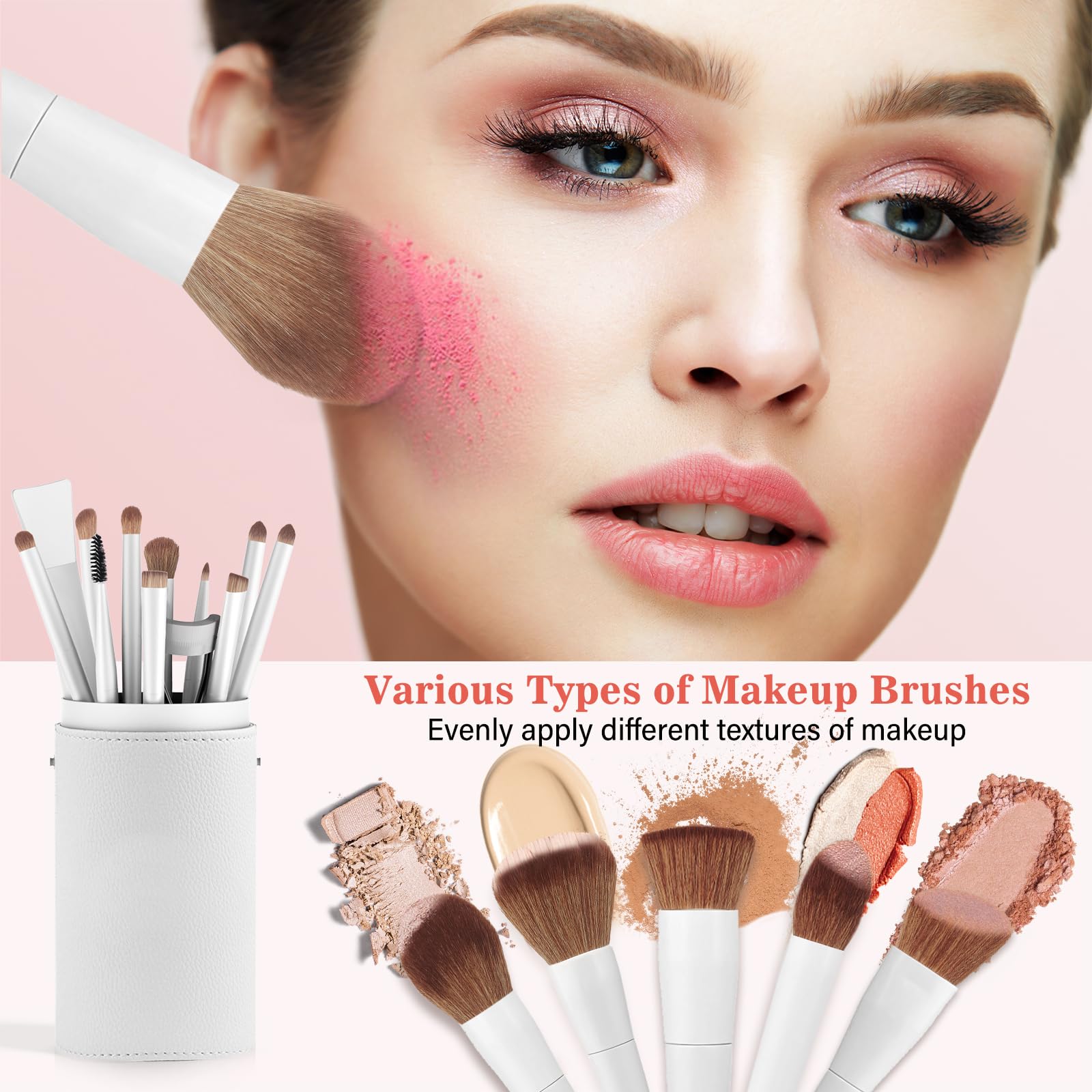 Professional 20Pcs Makeup Brush Set, Luxbru With Foundation Eyebrow Blending Concealer Blush Eyeshadow Contour Powder Brush, Bru