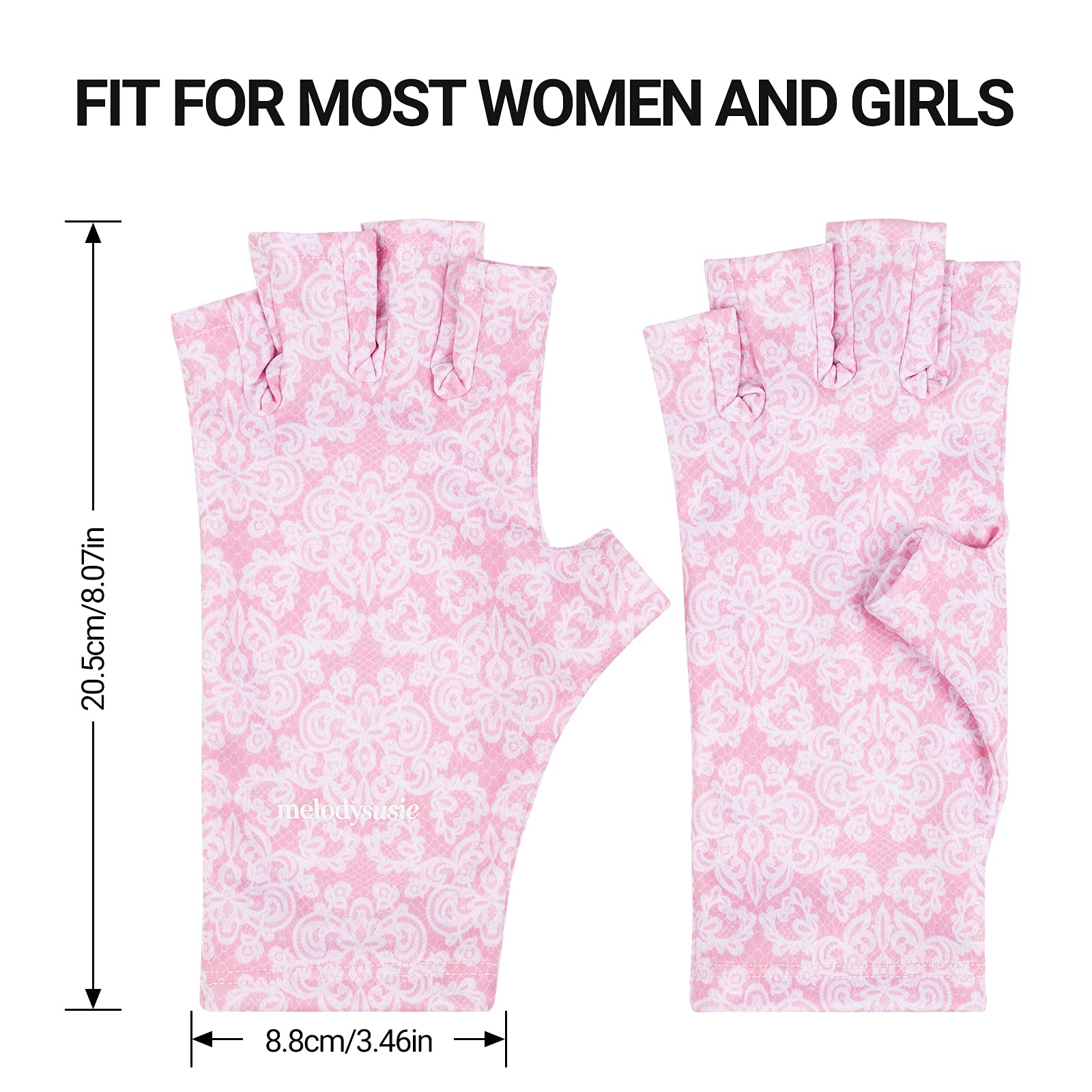 Melodysusie Uv Gloves For Nails, Uv Lamp Gloves For Manicures Protection, Pink Of Love Gel Manicure Gloves, Nail Art Skin Care F