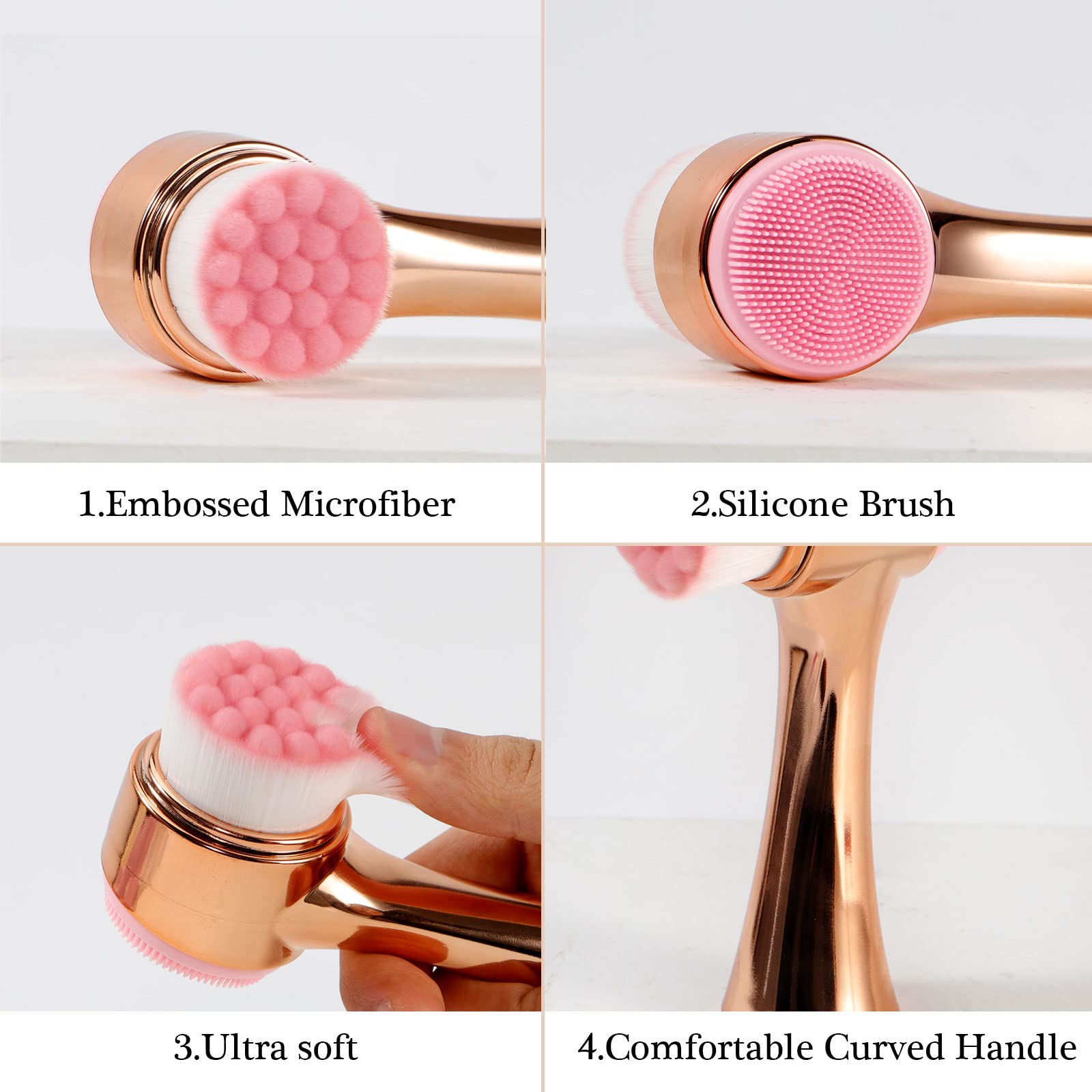 Beomeen Face Brush 2 In 1, Facial Cleansing Exfoliating Brush With Ultra Fine Soft Bristles For Pore Deep Cleansing Silicone Dou