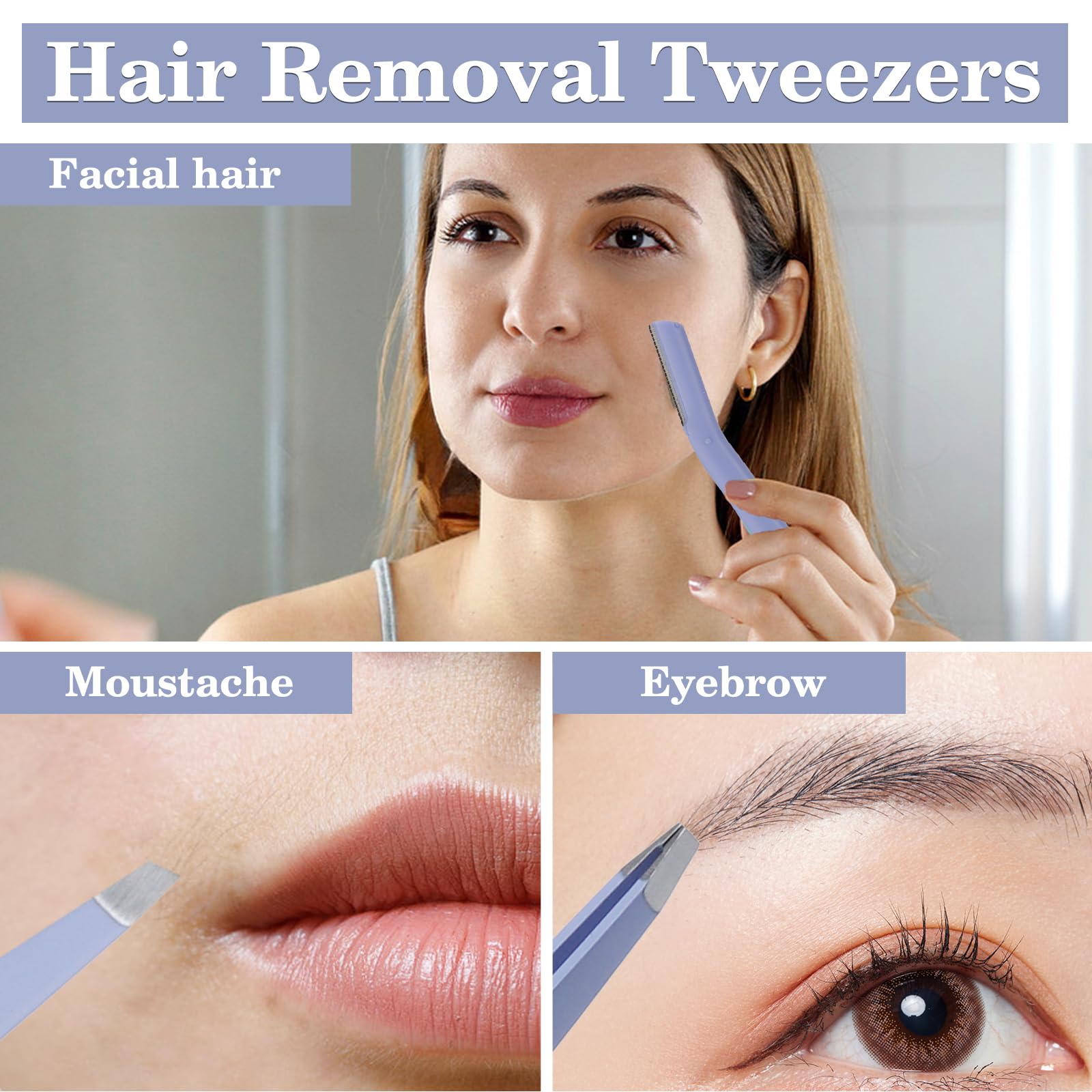 Wsyub Blackhead Tweezers,Ingrown Hair Tweezers,Pimple Popper Tool Kit,Acne Needle Tool, Blackhead Extractor,Eyebrows Facial Hair