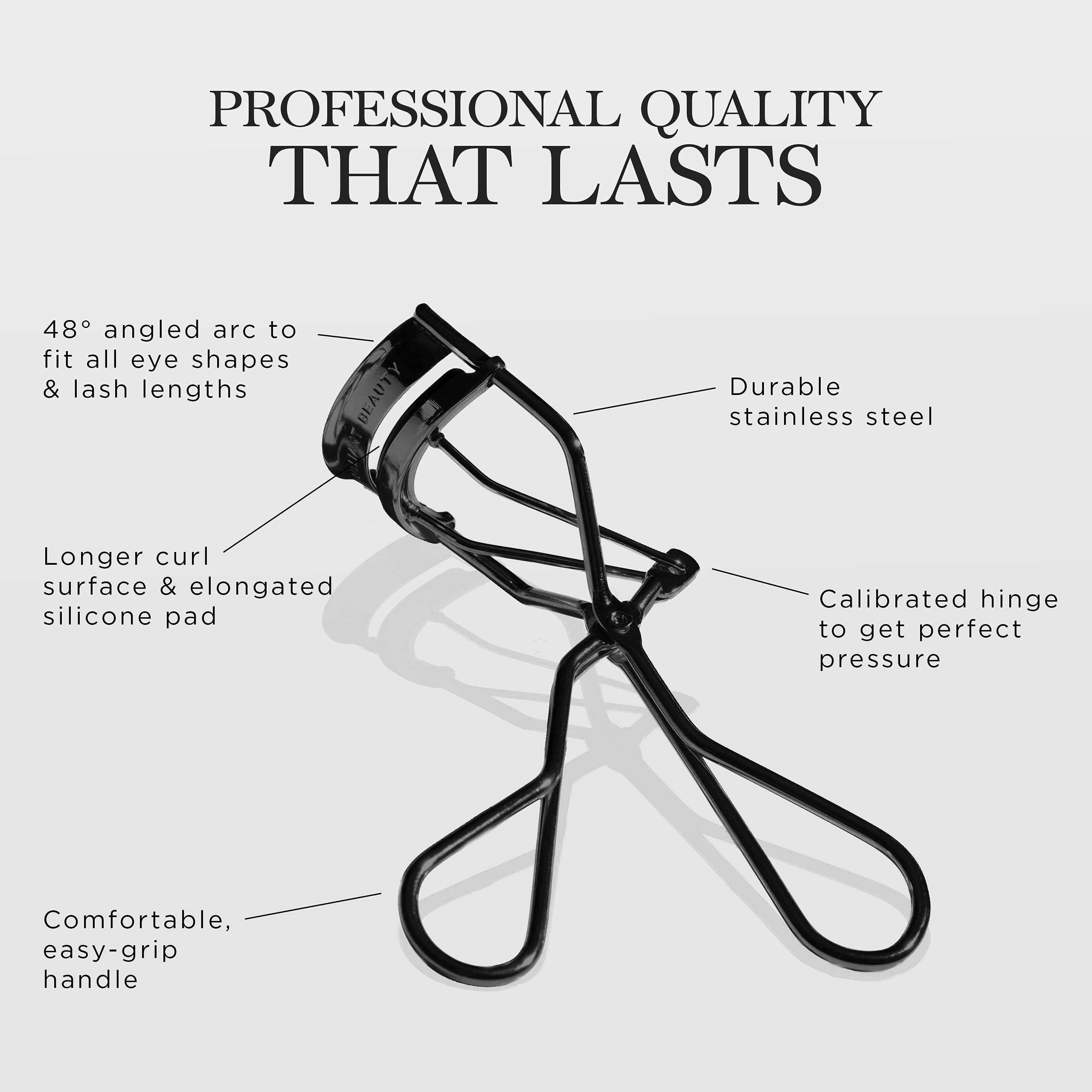 Brilliant Beauty Eyelash Curler With Satin Bag & Refill Pads - Award Winning Eye Lash Curlers For Dramatically Curled Eyelashes