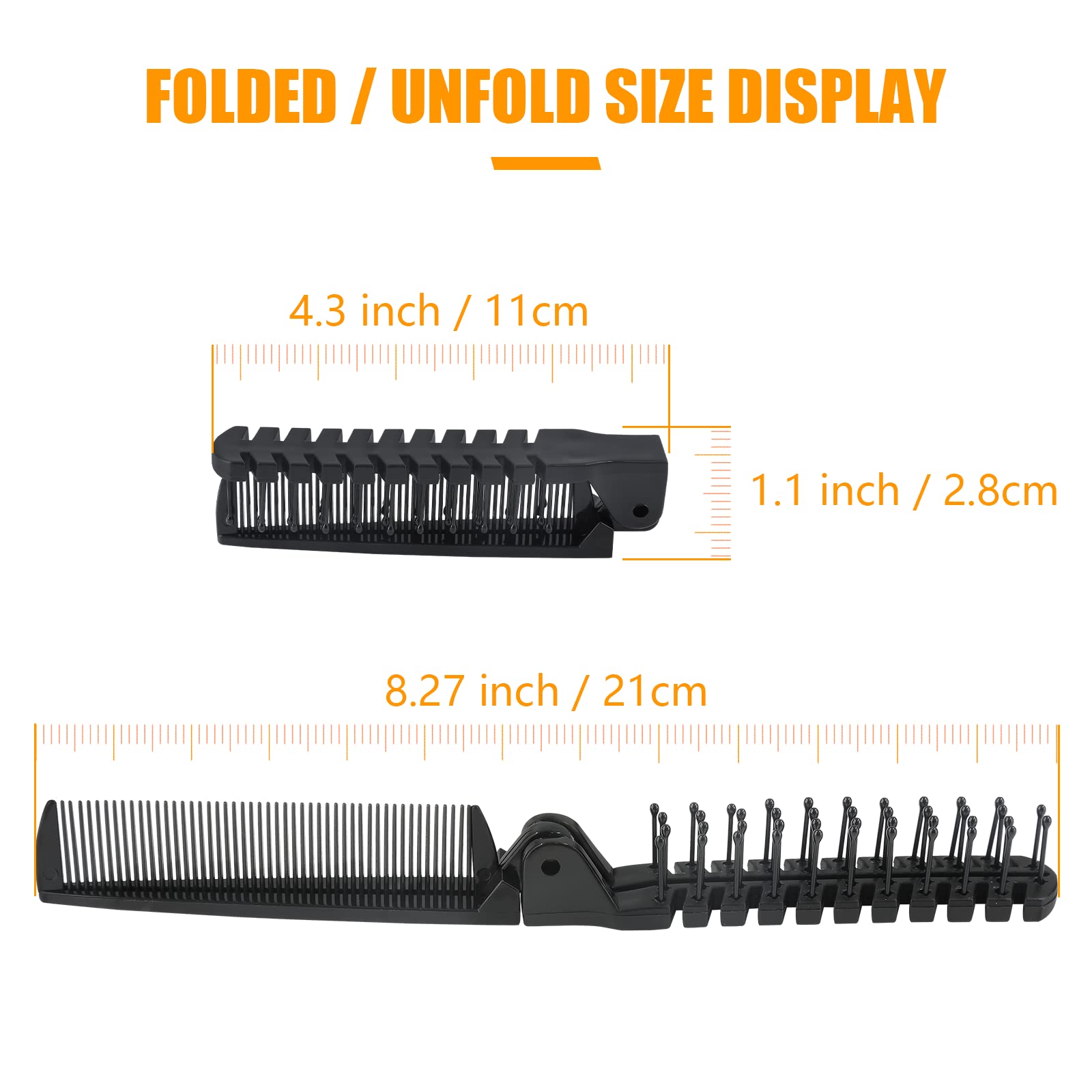 Qjaiune 6Pcs Foldable Brush Comb, Anti-Static Hair Comb Mini Pocket Comb, Double Headed Hair Brush Hairdressing Tools Plastic Fo