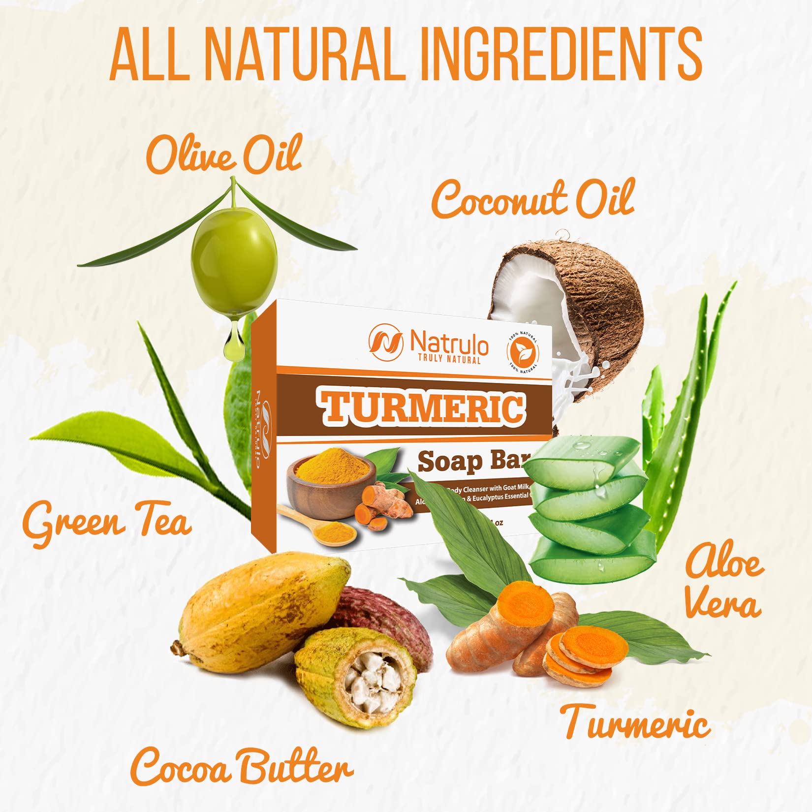 Natural Turmeric Soap Bar For Face & Body - Turmeric Skin Soap Wash For Dark Spots, Intimate Areas, Underarms - Turmeric Face So