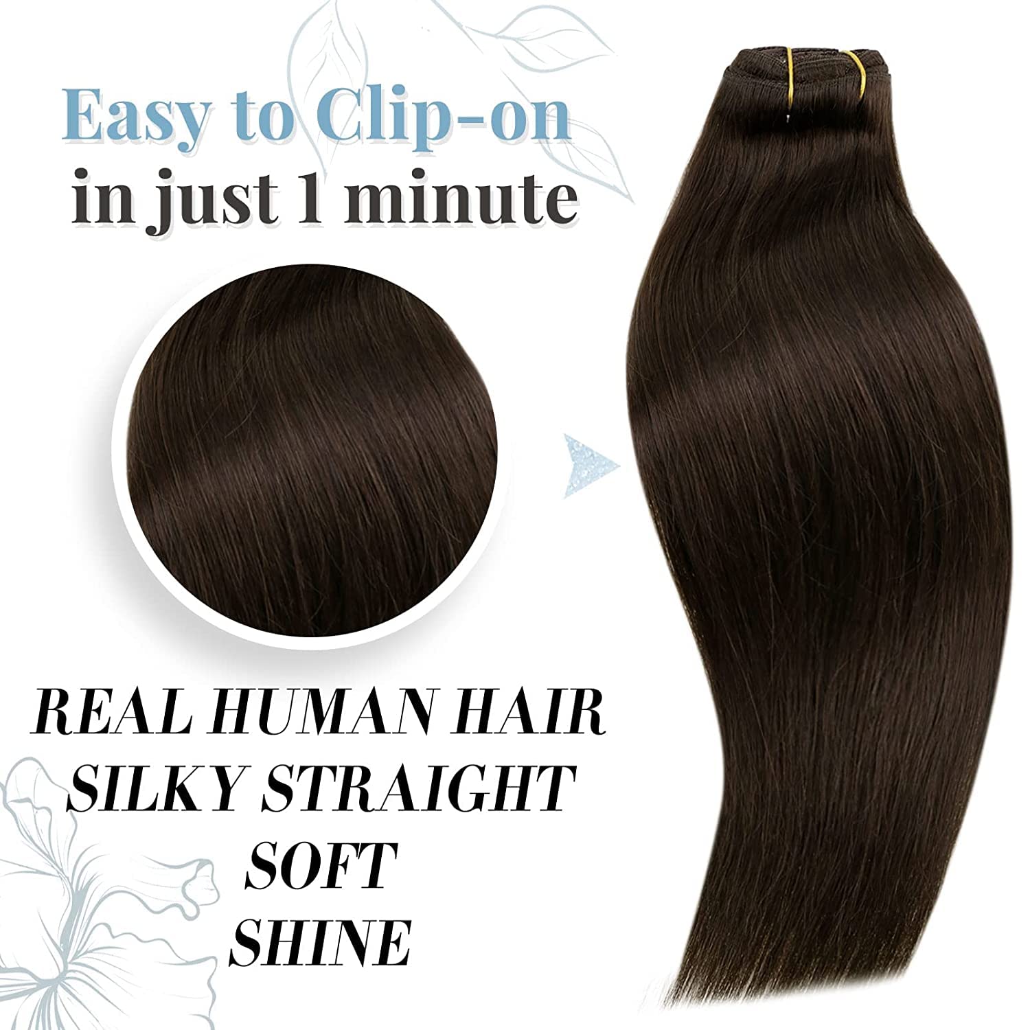 Runature Dark Brown Clip In Hair Extensions Human Hair 10 Inch Full Head Hair Extensions Real Human Hair Clip Ins Short Thick Cl