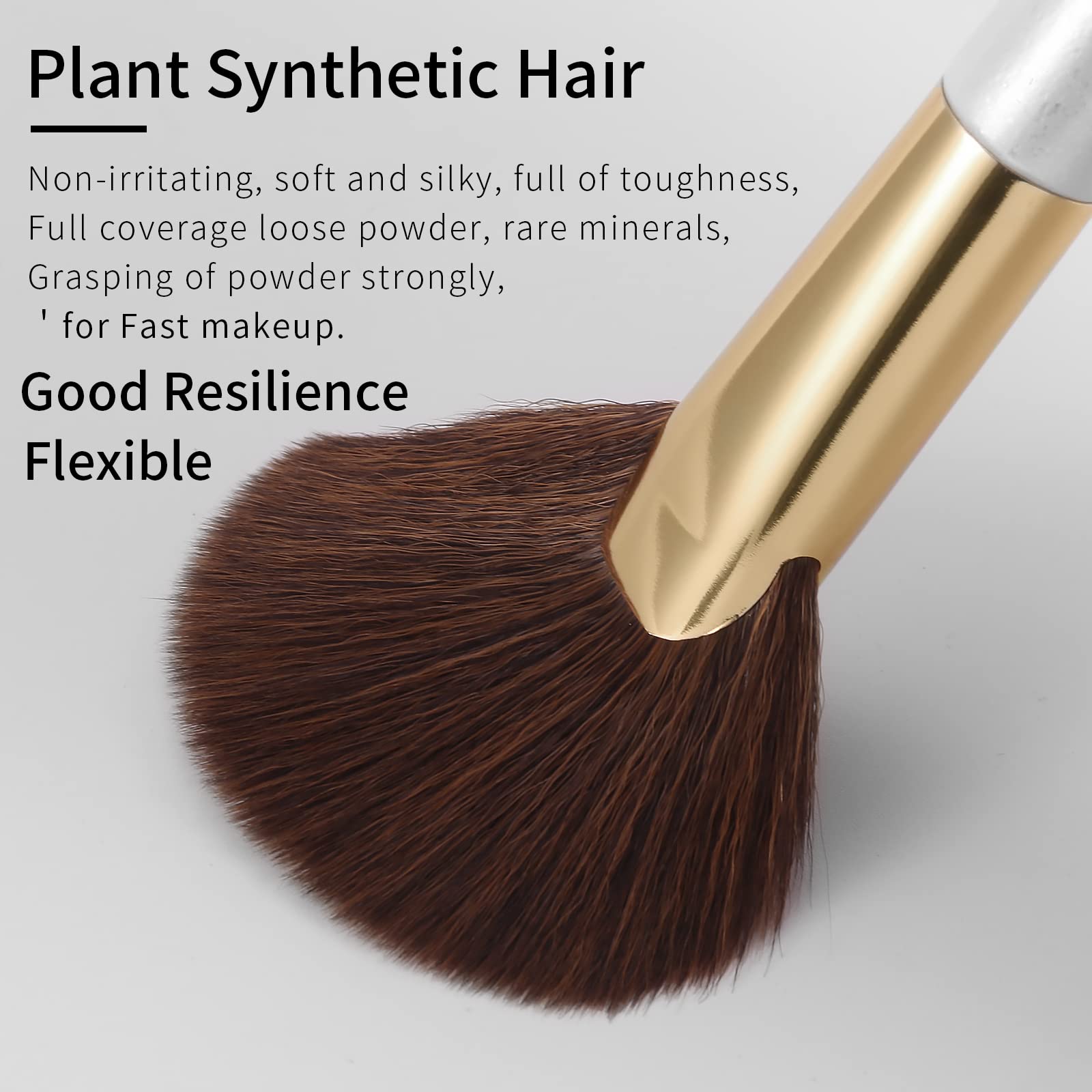 Enzo Ken Angled Fan Makeup Brush, Thick Fan Brush Makeup, Fan Brush Bronzer, Fluffy Blush Brush For Cheeks, Sculpt Blush Brush,