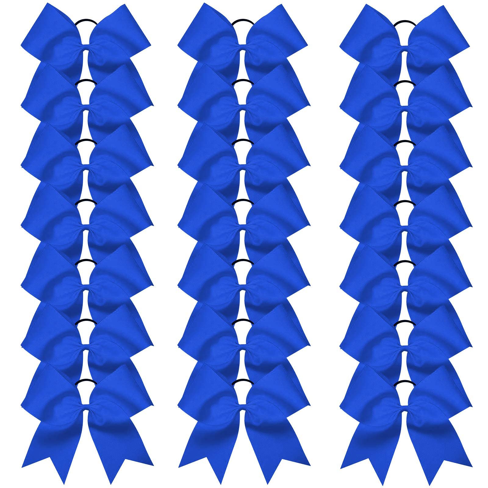 Oaoleer 21PCS 8'' Large Cheer Bows Royal Blue Bows Jumbo Cheerleader Bow with Ponytail Holder Elastic Band Handmade for Cheerlea