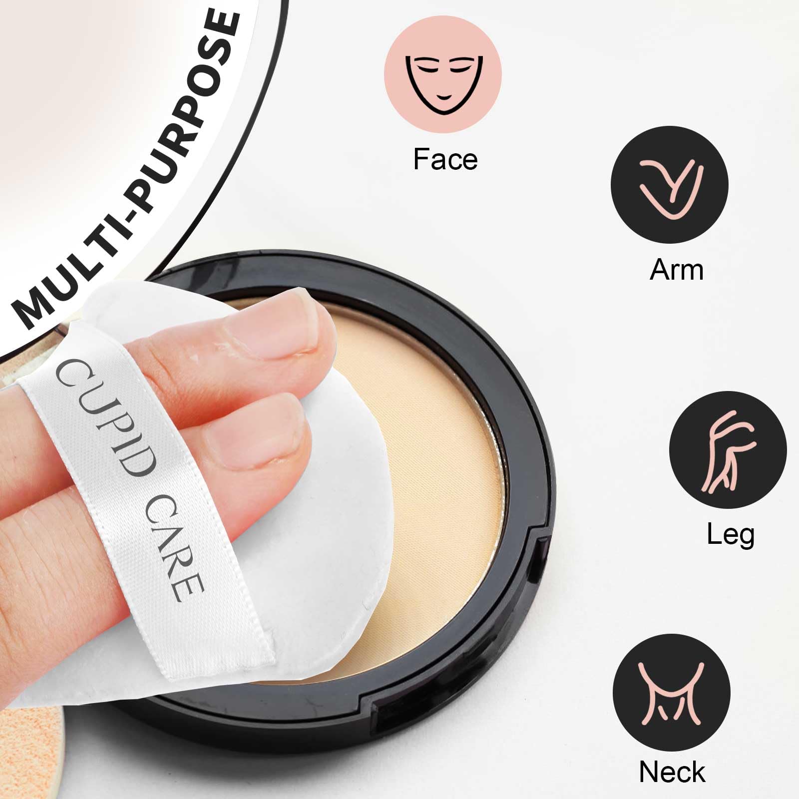 Cupid Care 6 Pcs Powder Puff With 2 Travel Cases, Setting Powder Puffs For Face Powder And Foundation, Velour Makeup Puff For Lo