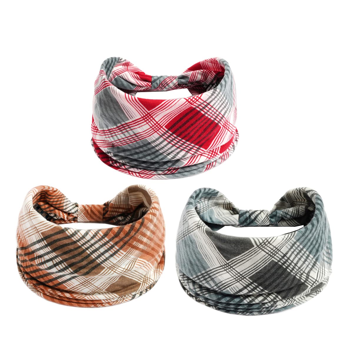 K-Elewon 3 Pack Women Wide Elastic Head Wrap Headband Sports yoga Hair Band (3 Pack(A08))