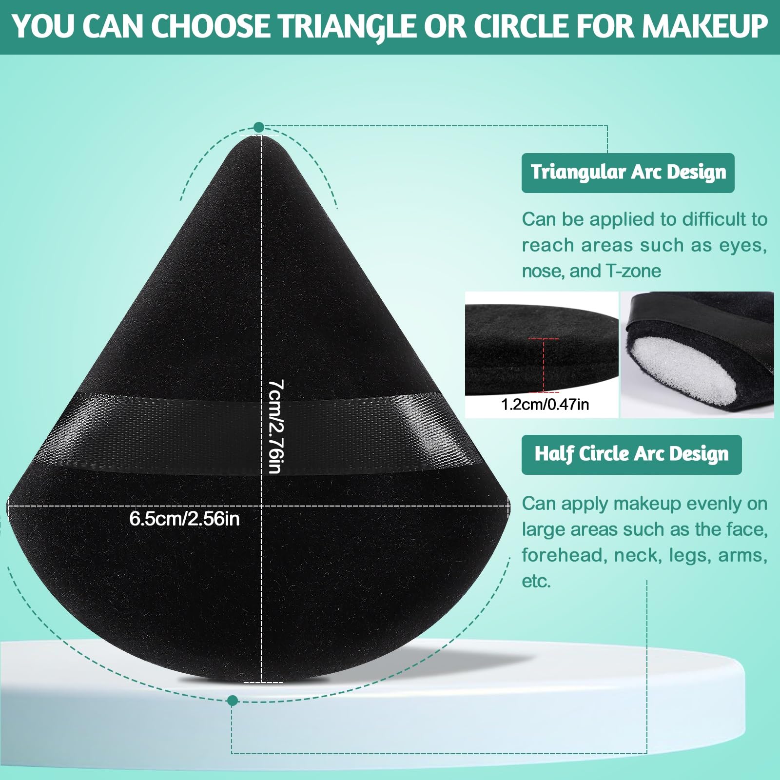 Pimoys 6 Pieces Powder Puff Face Soft Triangle For Loose Powder, Velour Makeup Blender Sponge Set Setting Powder Puff Beauty Mak
