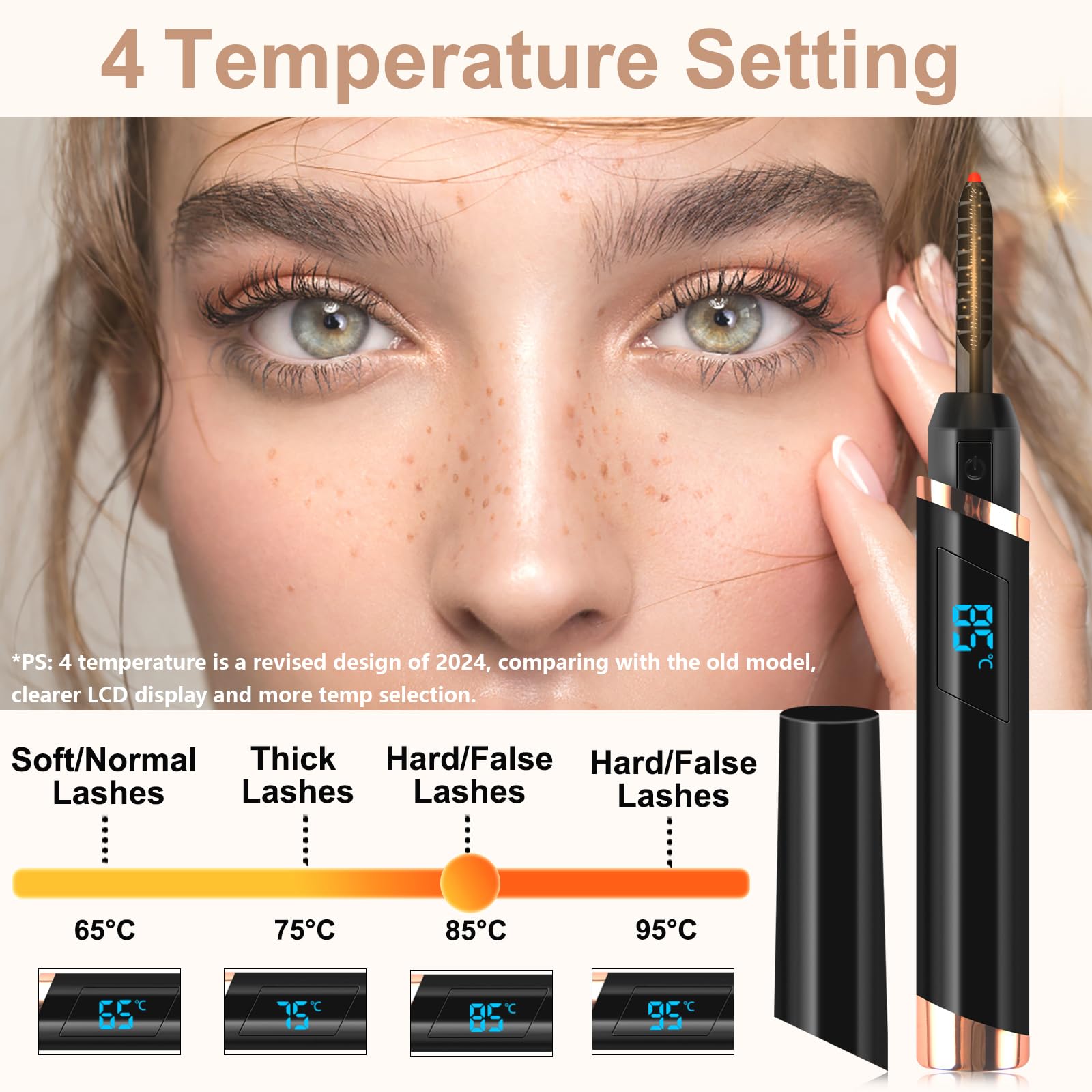 Dust2Oasis Heated Eyelash Curlers, Electric Eyelash Curlers, Rechargeable Lash Curler With Eyelash Comb For Makeup Natural Curli