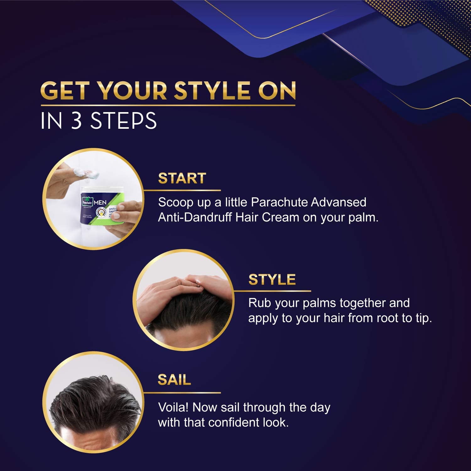Parachute Advansed Hair Cream For Men, 100Ml |Anti Dandruff |Hair Cream After Shower |Non Sticky Oil Replacement Hair Cream