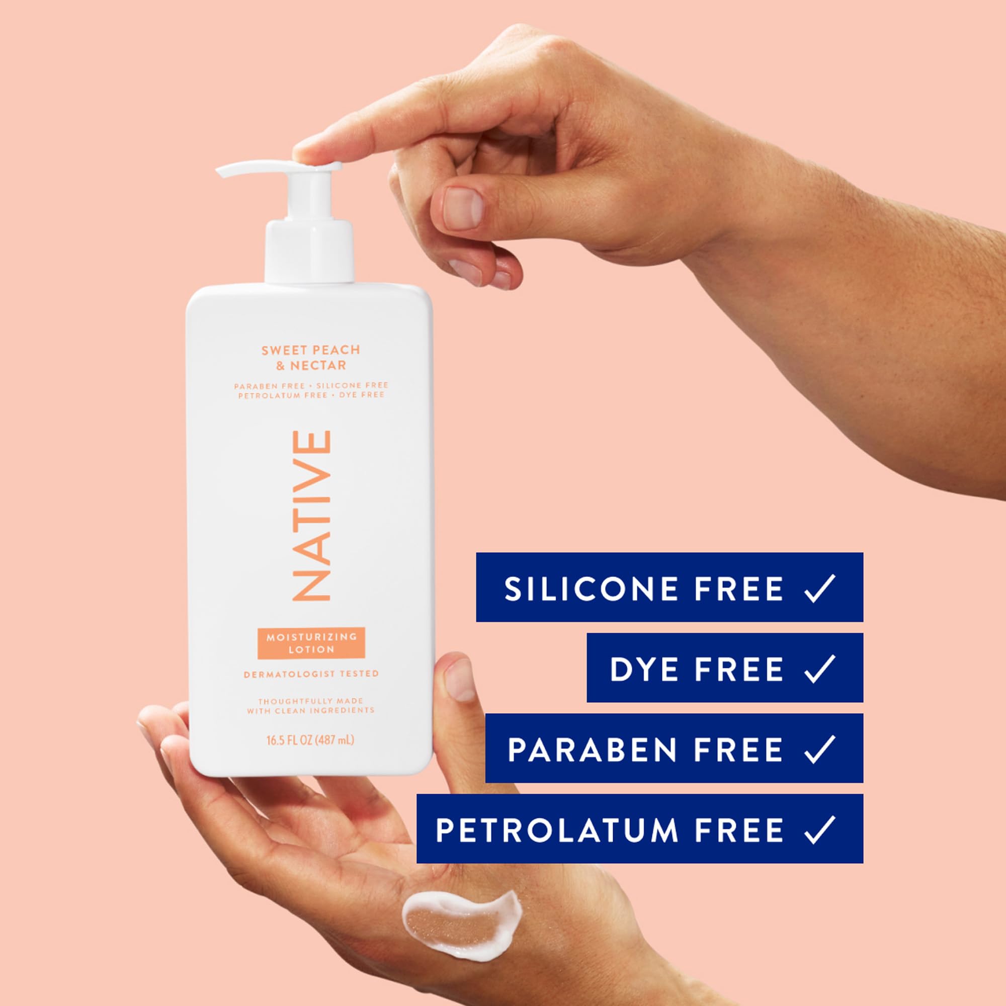 Native Body Lotion Contains Naturally Derived Plant-Based Moisturizers For Women And Men | Restores Dry Skin, Peach & Nectarine,