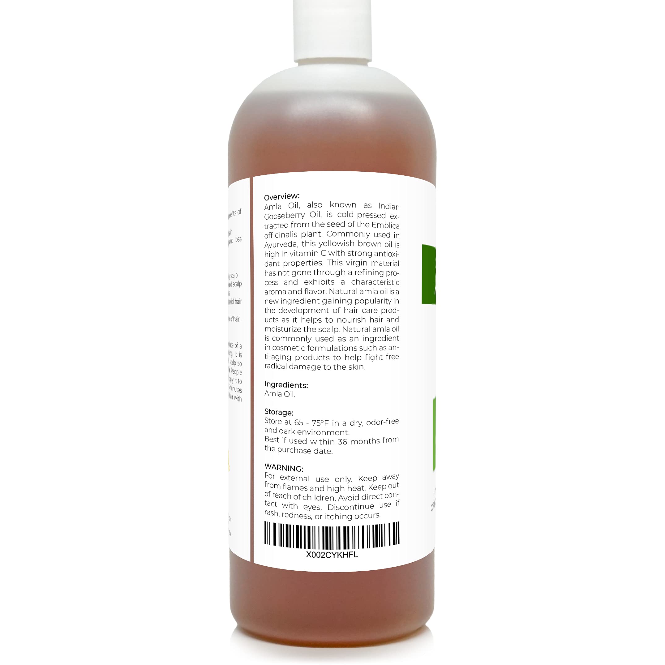 Velona Amla Oil Usda Certified Organic - 32 Oz | 100% Pure And Natural Carrier Oil | Extra Virgin, Unrefined, Cold Pressed | Hai