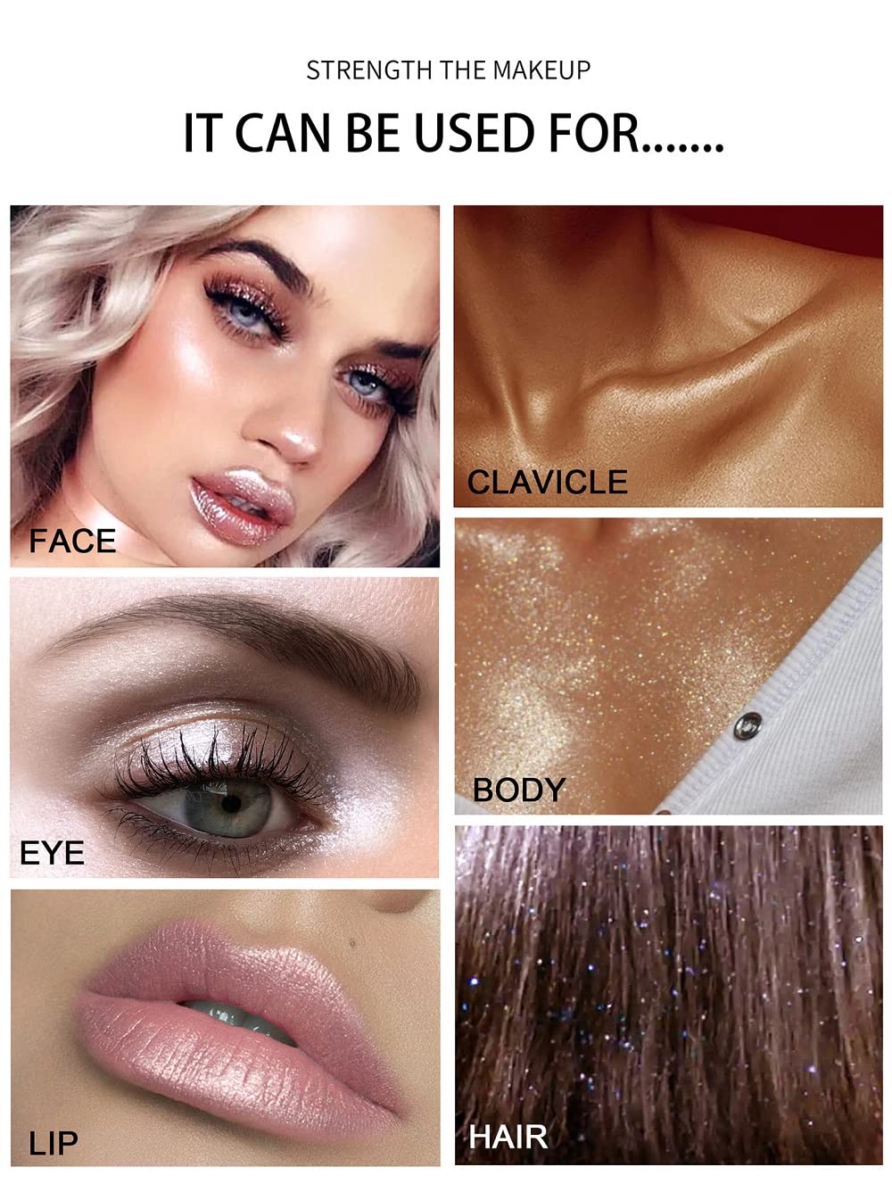Highlighter Makeup Glitter Powder, Body Brightens The Natural Three-Dimensional Face Blusher Patting Powder Highlighter. (05#Gol