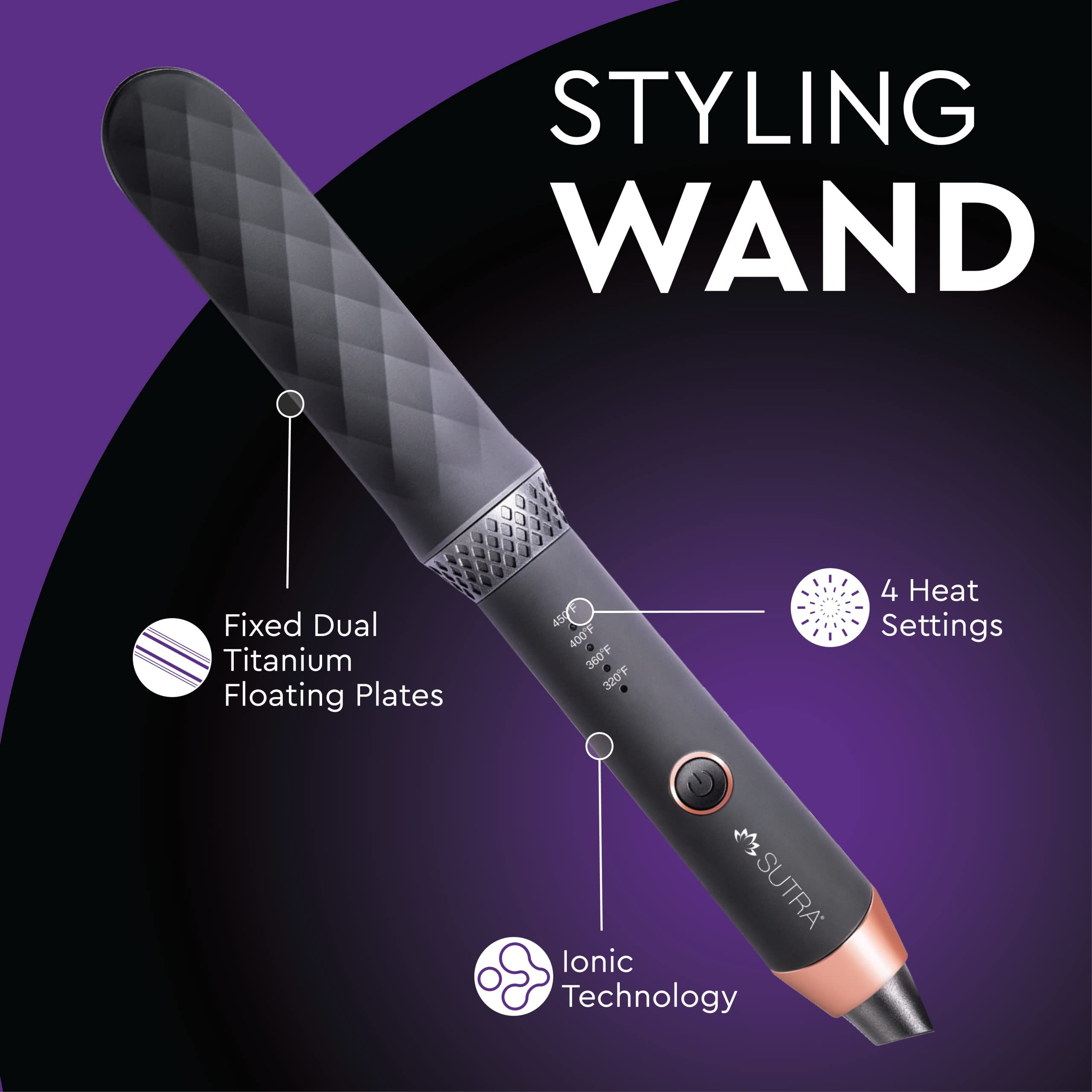 Sutra Professional Styling Wand | 2-In-1 Hair Straightener/Flat Iron, And Curling Iron, Curl, Wave, Or Straighten Hair, 4 Heat S
