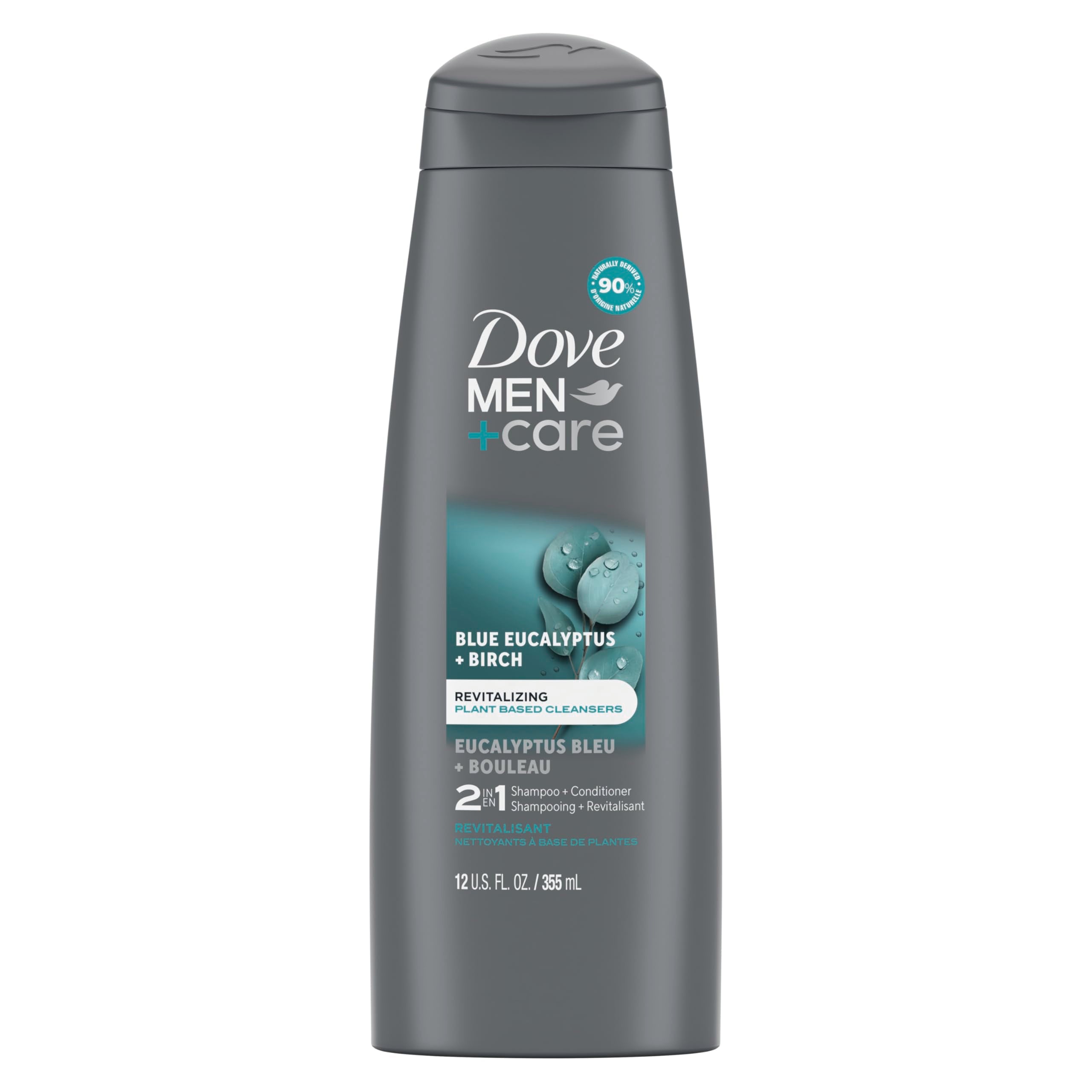 Dove Men+Care 2 in 1 Shampoo & Conditioner Eucalyptus & Birch For Healthy-Looking Hair Naturally Derived Plant Based Cleansers 1