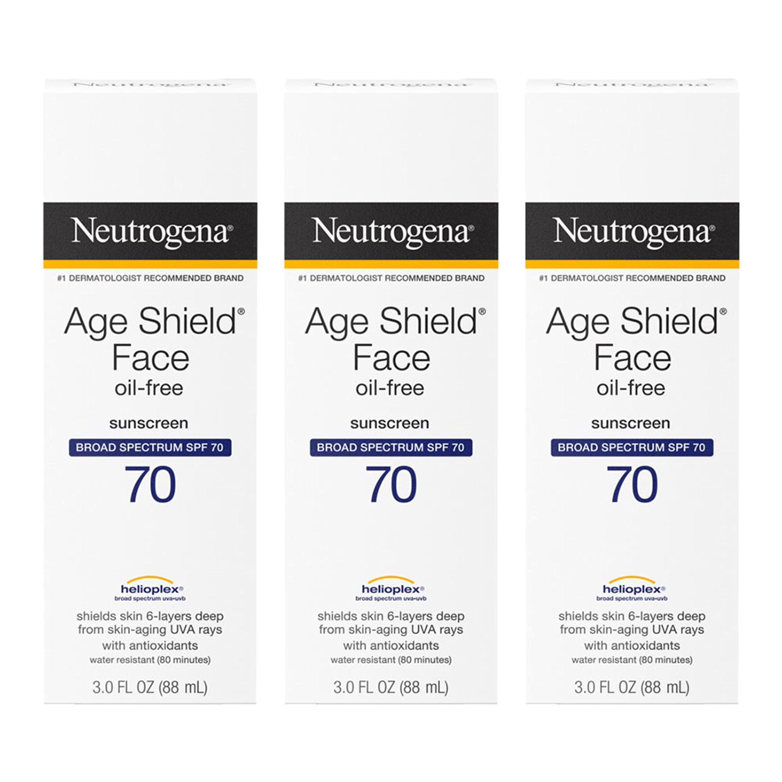 Neutrogena Age Shield Face Oil-Free Sunscreen Lotion With Broad Spectrum Spf 70, Non-Comedogenic Moisturizing Sunscreen To Help