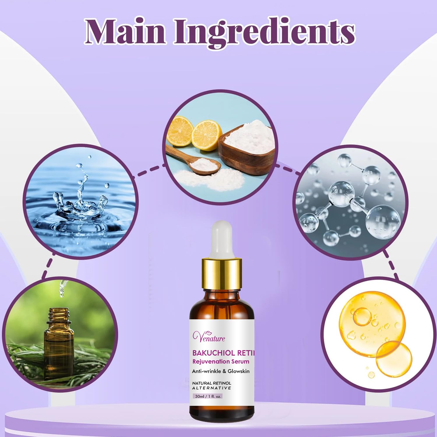 Venature Bakuchiol Retinol Rejuvenation Serum,2024 Best Retinol Serum For Wrinkles Bakuchiol Retinol Face Serum Korean, Retinol